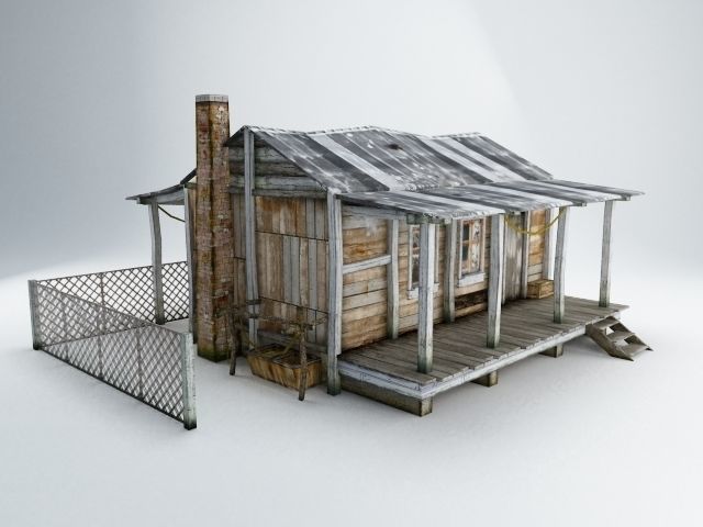 Old Village House Low-poly 3D model_3