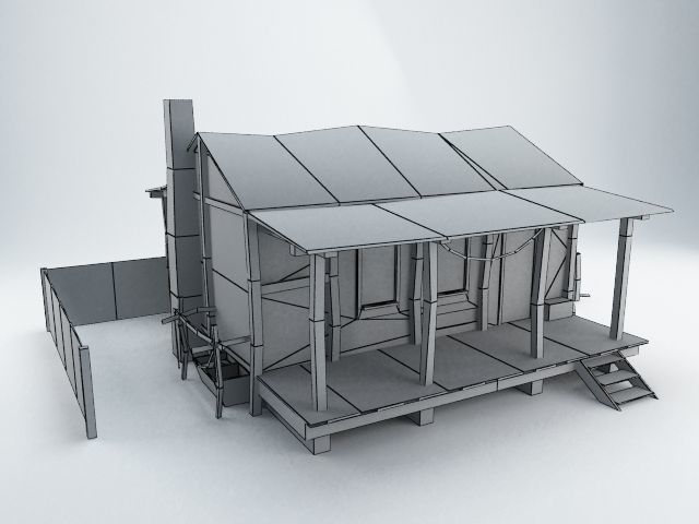 Old Village House Low-poly 3D model_15