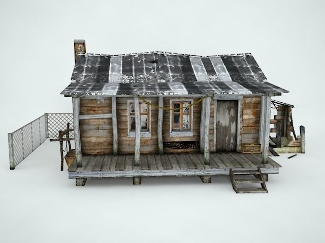 Old Village House Low-poly 3D model_2