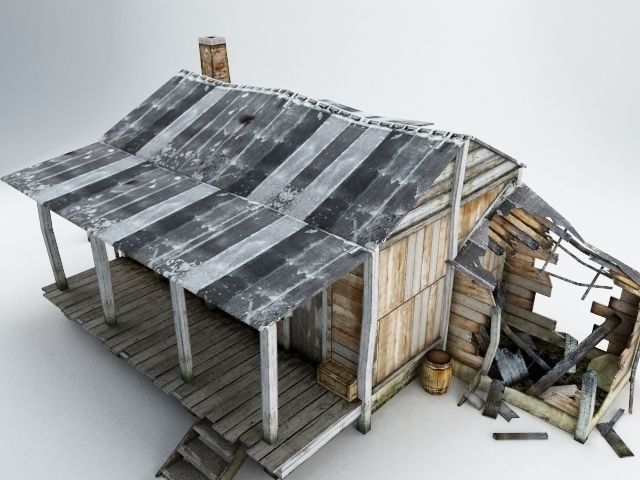 Old Village House Low-poly 3D model_4