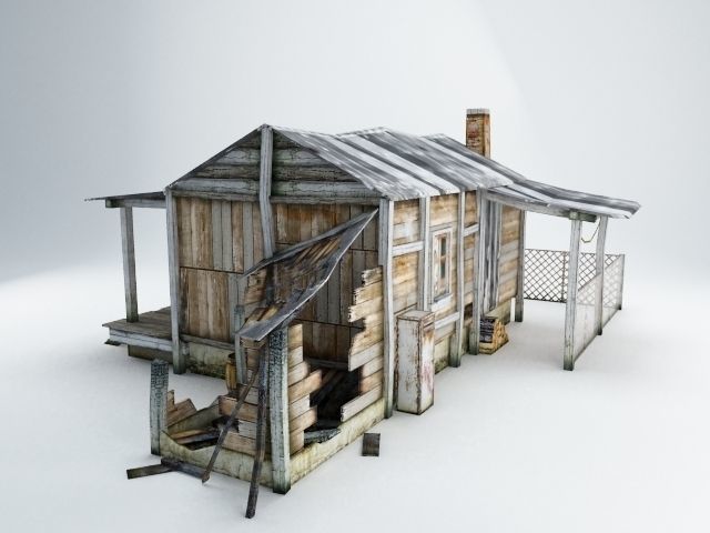 Old Village House Low-poly 3D model_9