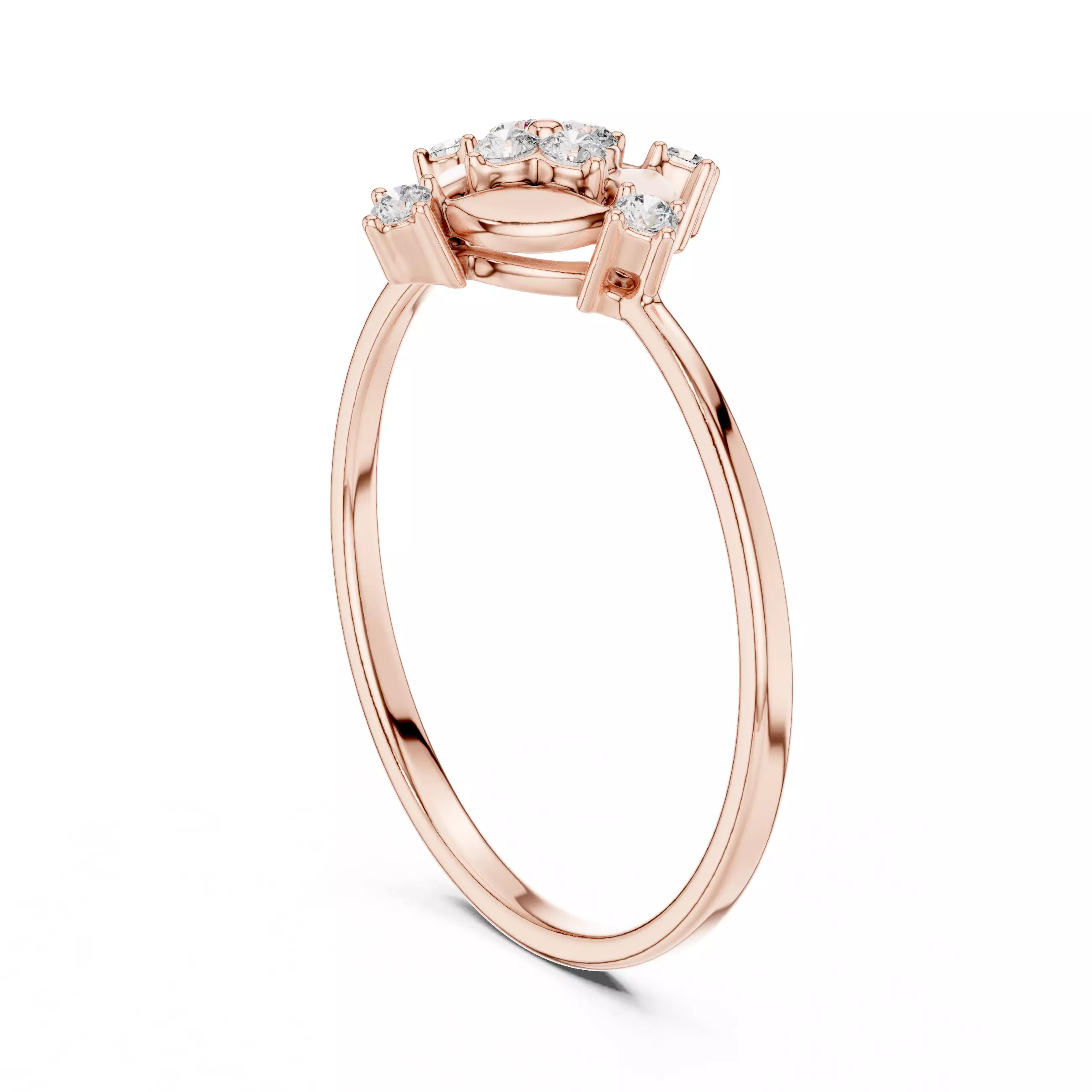Fake Marquise Diamond Engagement Wedding Ring 3DM STL Video 3D print model_3