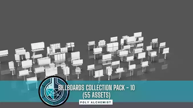 Advertisement And Street Billboards Pack - 10- 55 Assets 3D model