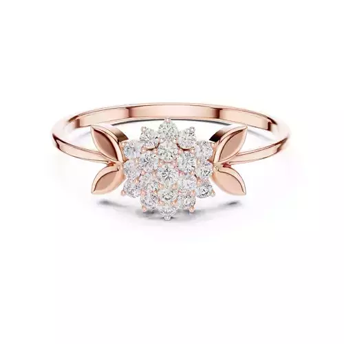 Round Cluster Diamond Leaf Engagement Wedding Ring 3DM STL Video