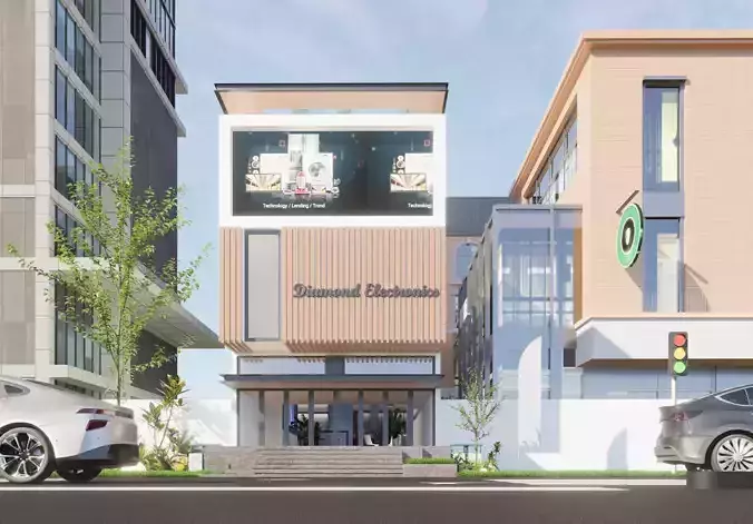 Modern 2-Shop Design SketchUp  D5  Renders