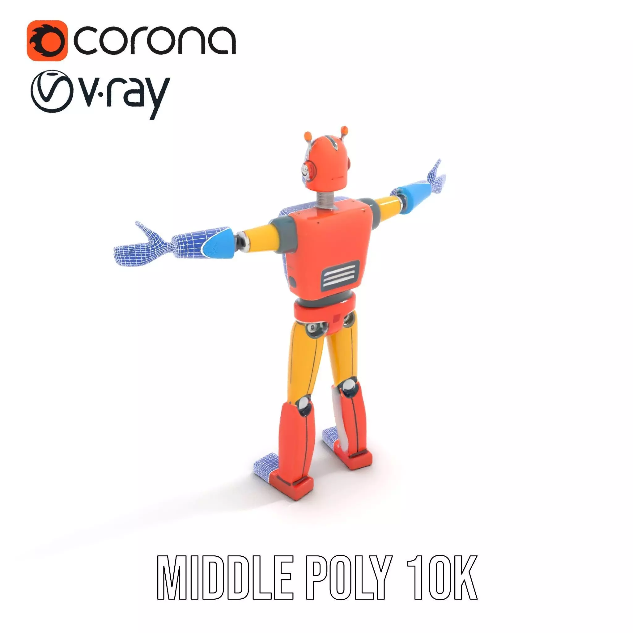 Retro Orange Robot model pack Low-poly 3D model_21