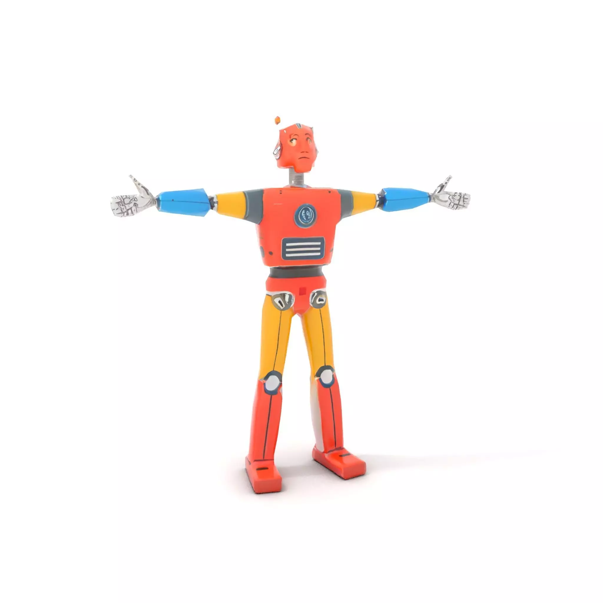 Retro Orange Robot model pack Low-poly 3D model_8
