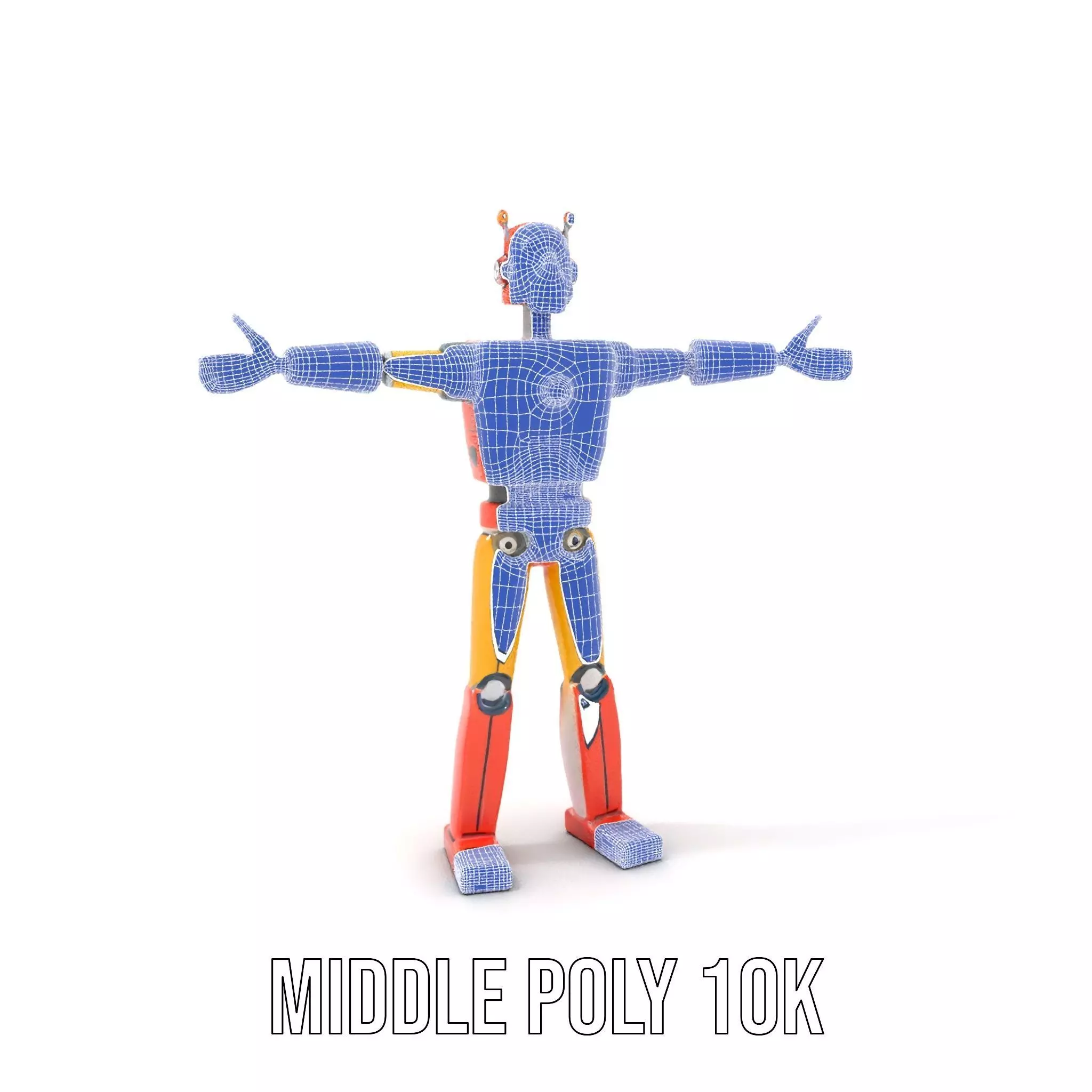 Retro Orange Robot model pack Low-poly 3D model_27