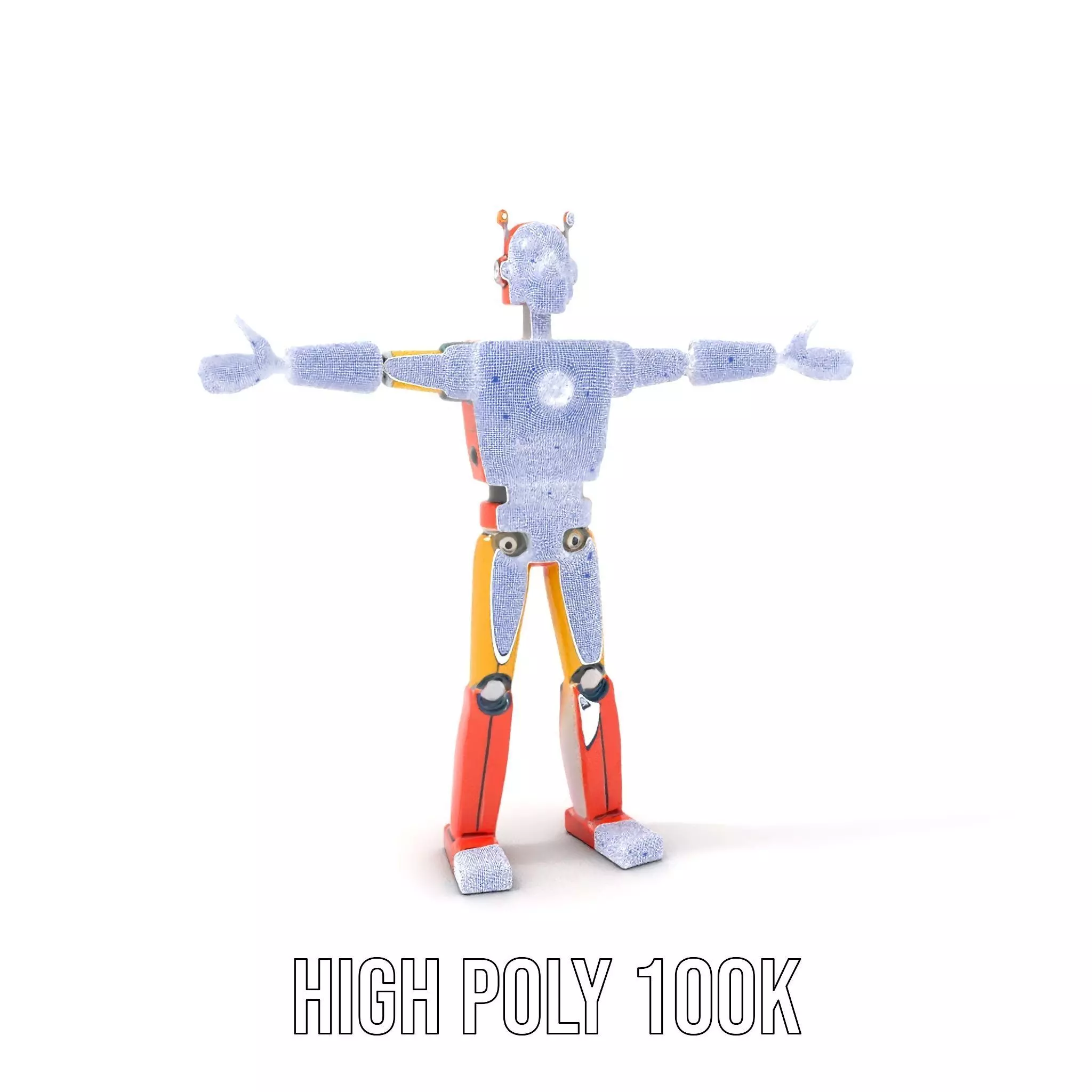 Retro Orange Robot model pack Low-poly 3D model_5