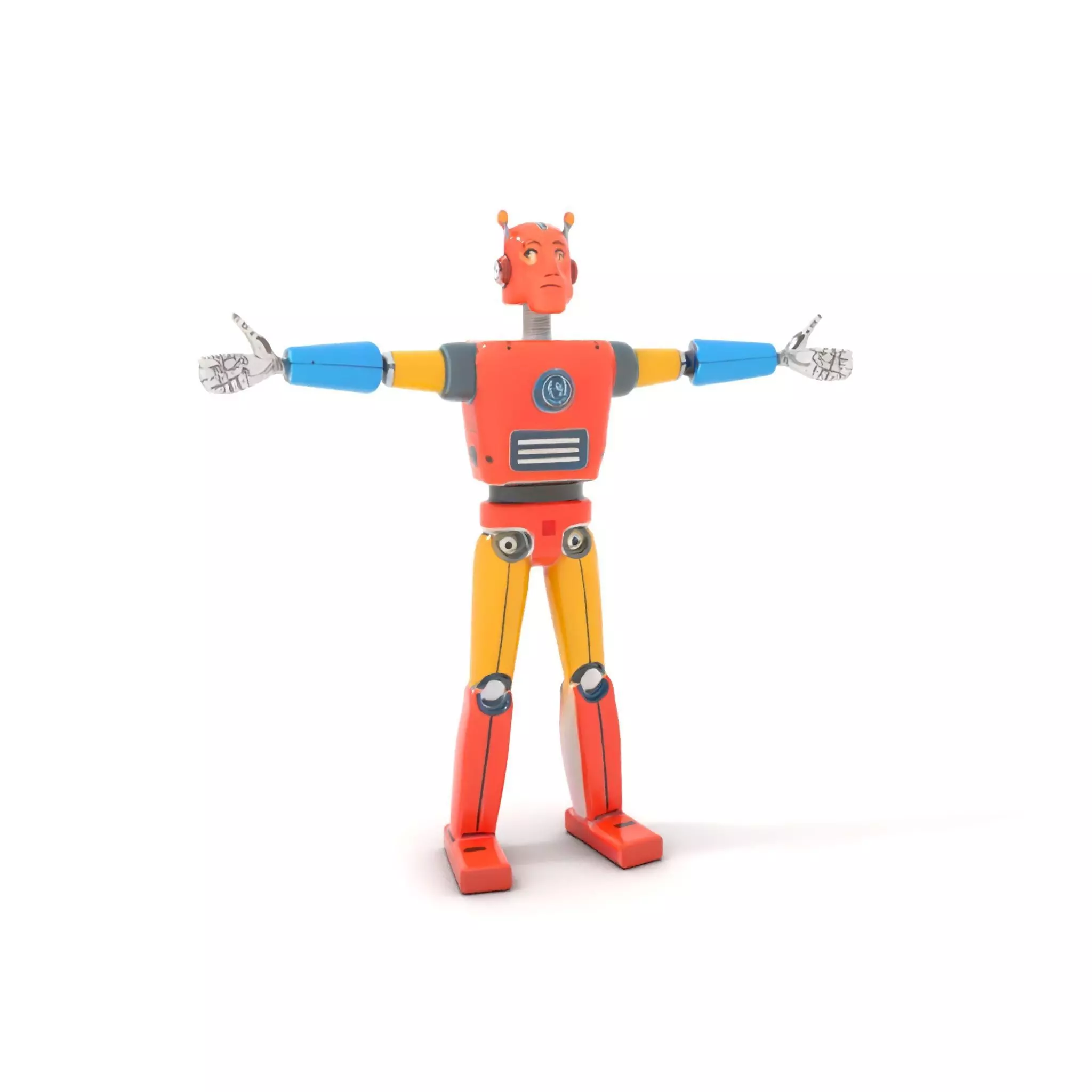 Retro Orange Robot model pack Low-poly 3D model_7