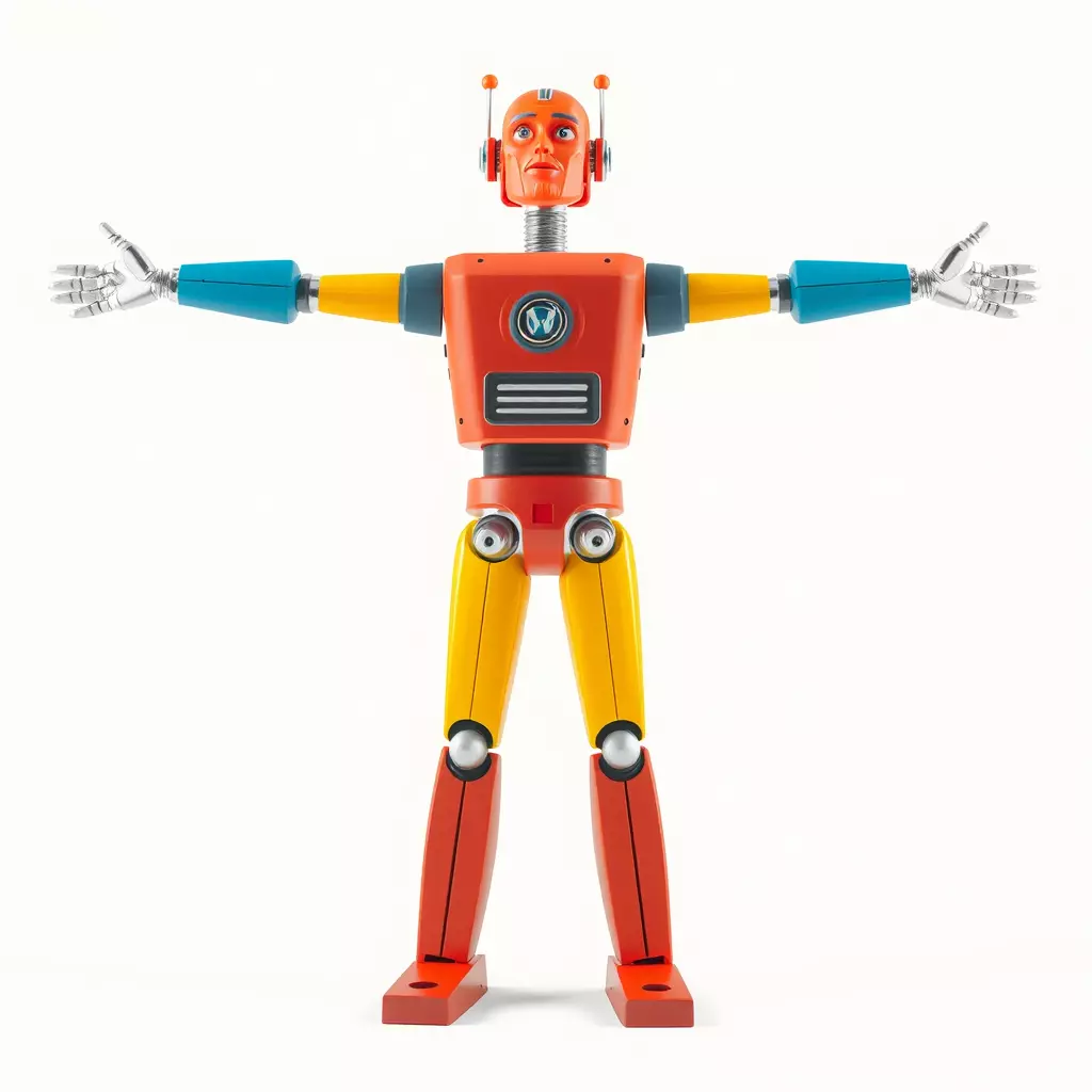 Retro Orange Robot model pack Low-poly 3D model_3