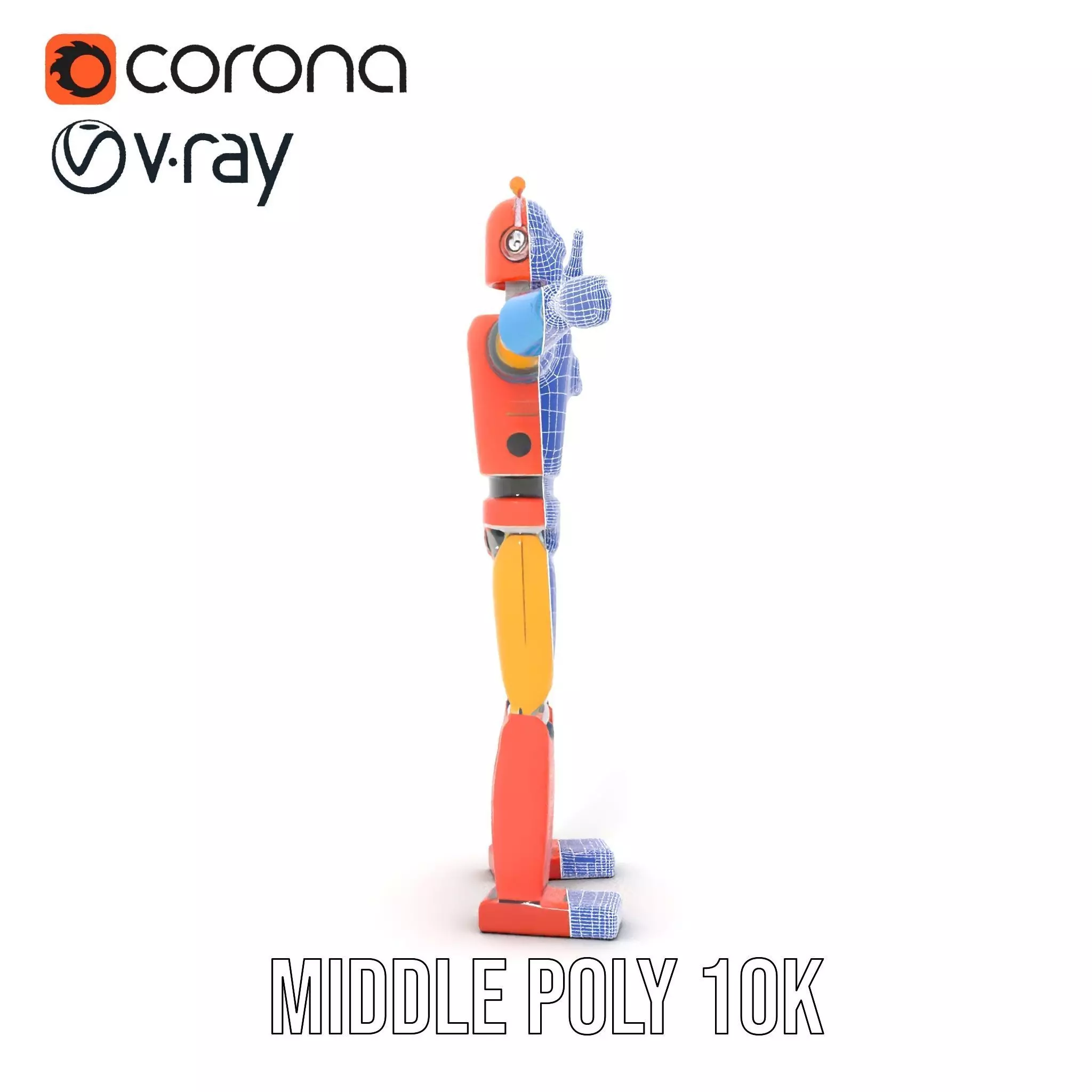 Retro Orange Robot model pack Low-poly 3D model_24