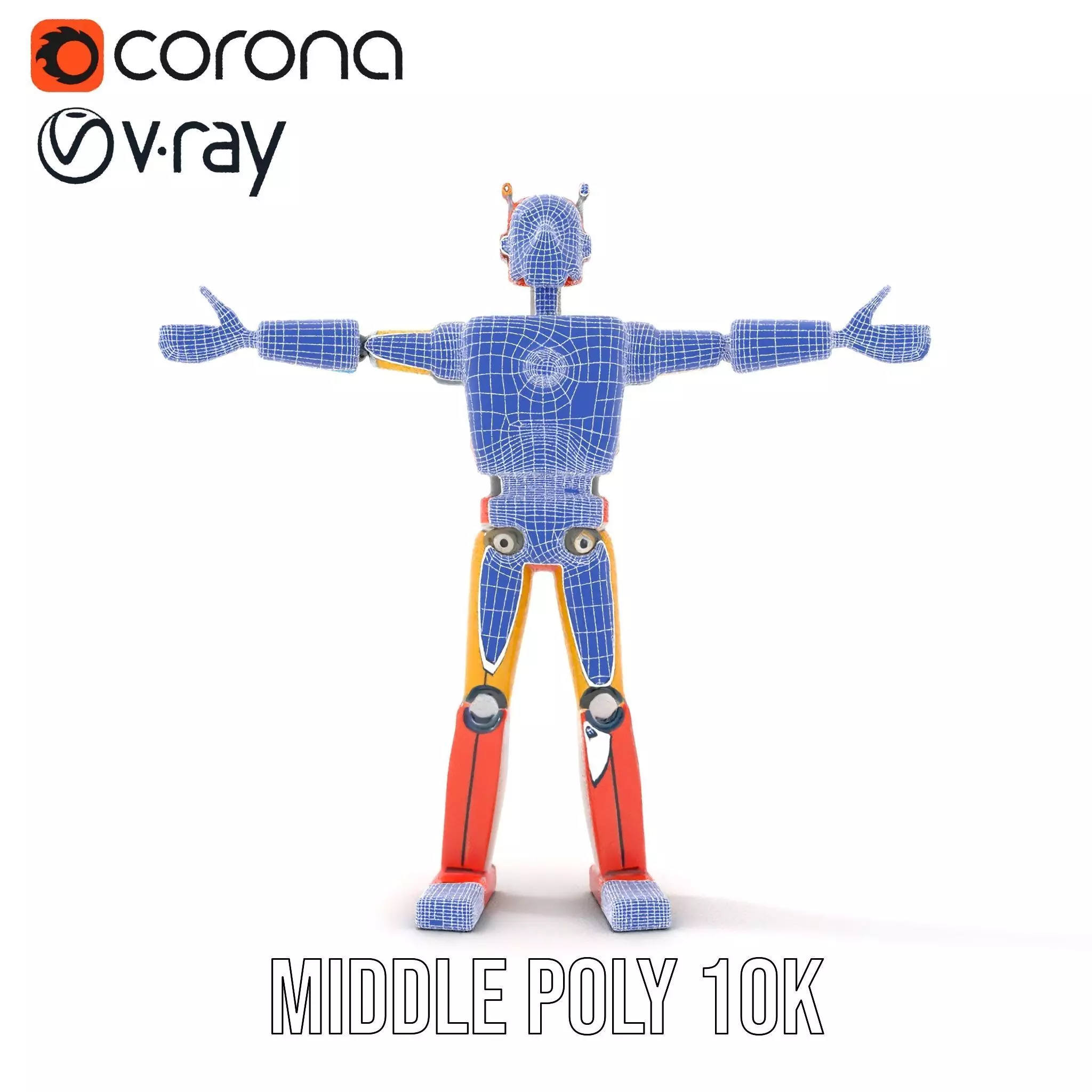 Retro Orange Robot model pack Low-poly 3D model_18