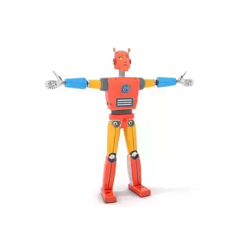 Retro Orange Robot model pack Low-poly 3D model