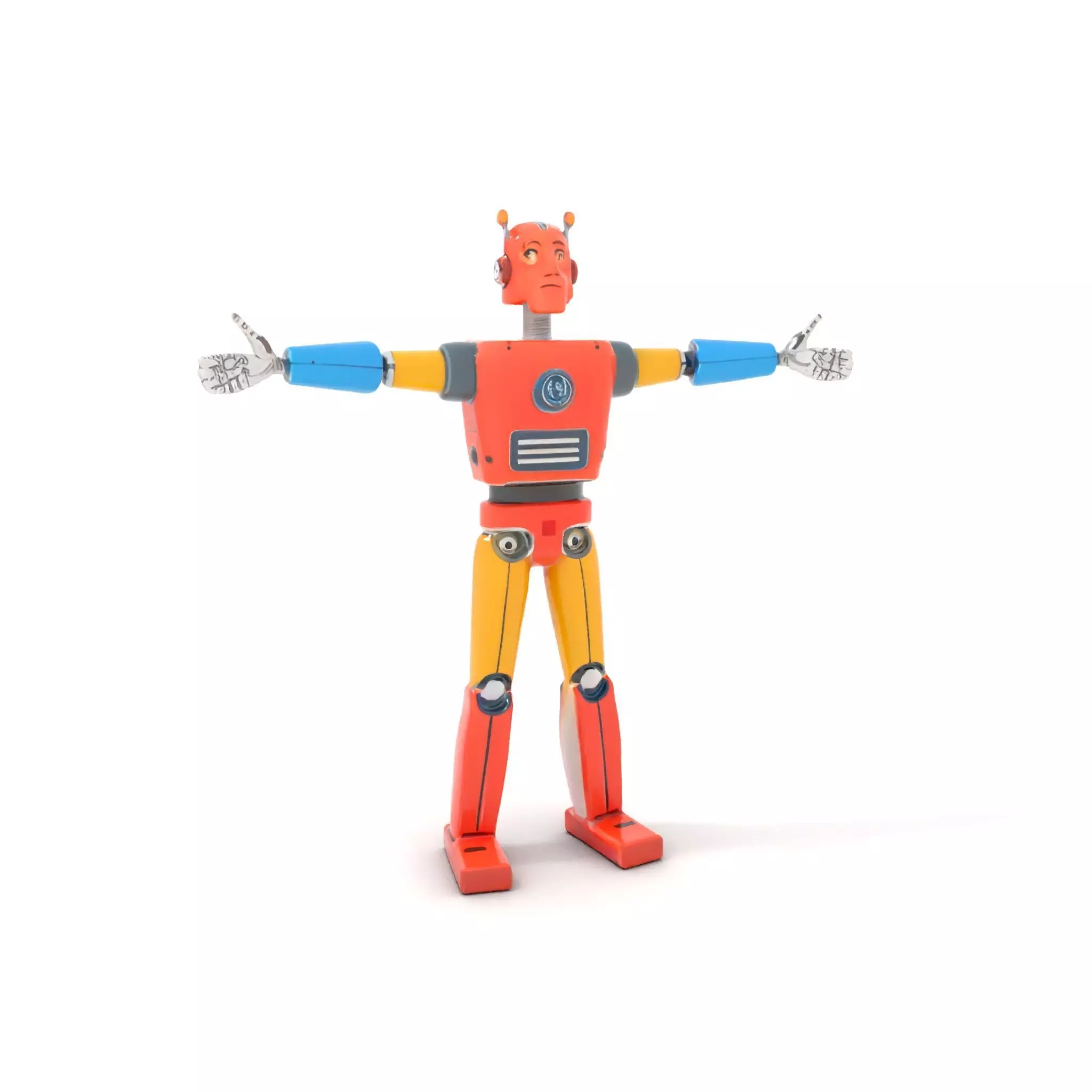 Retro Orange Robot model pack Low-poly 3D model_0