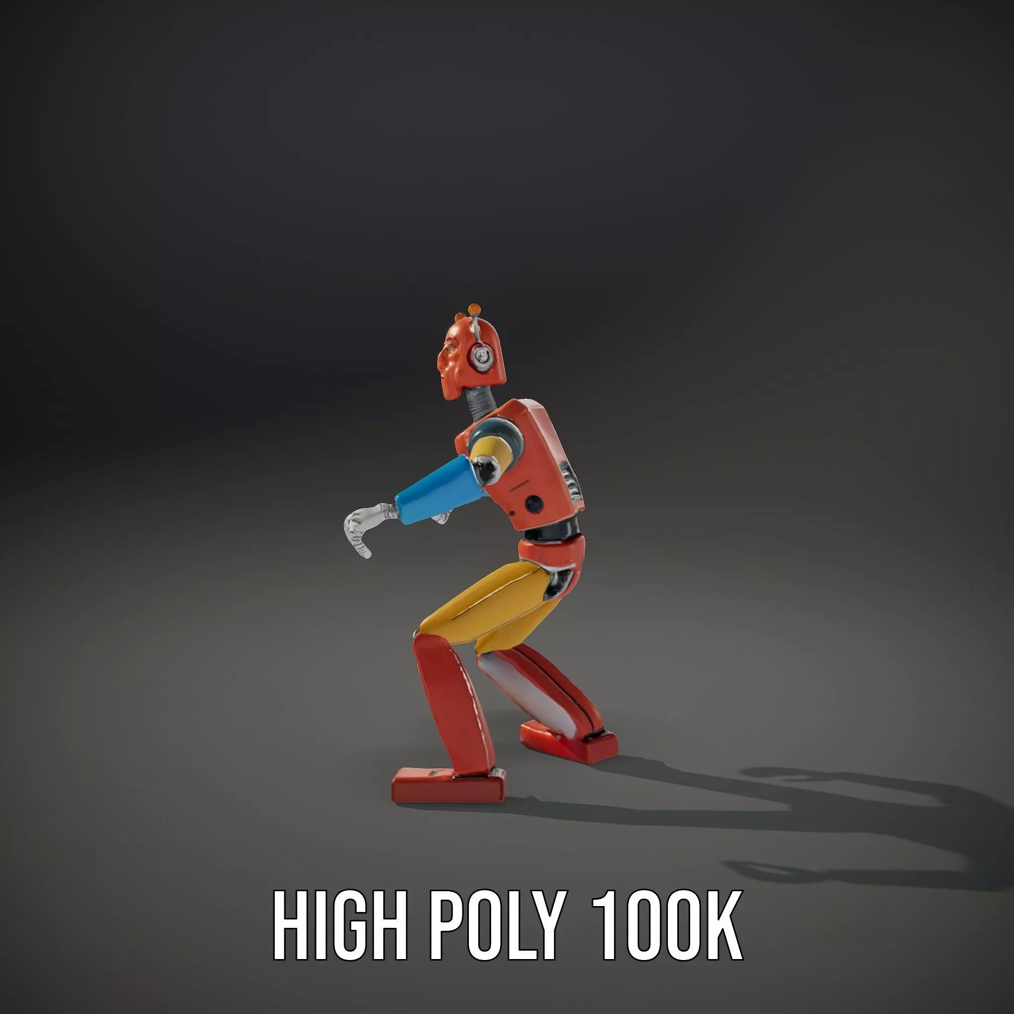 Retro Orange Robot model pack Low-poly 3D model_32