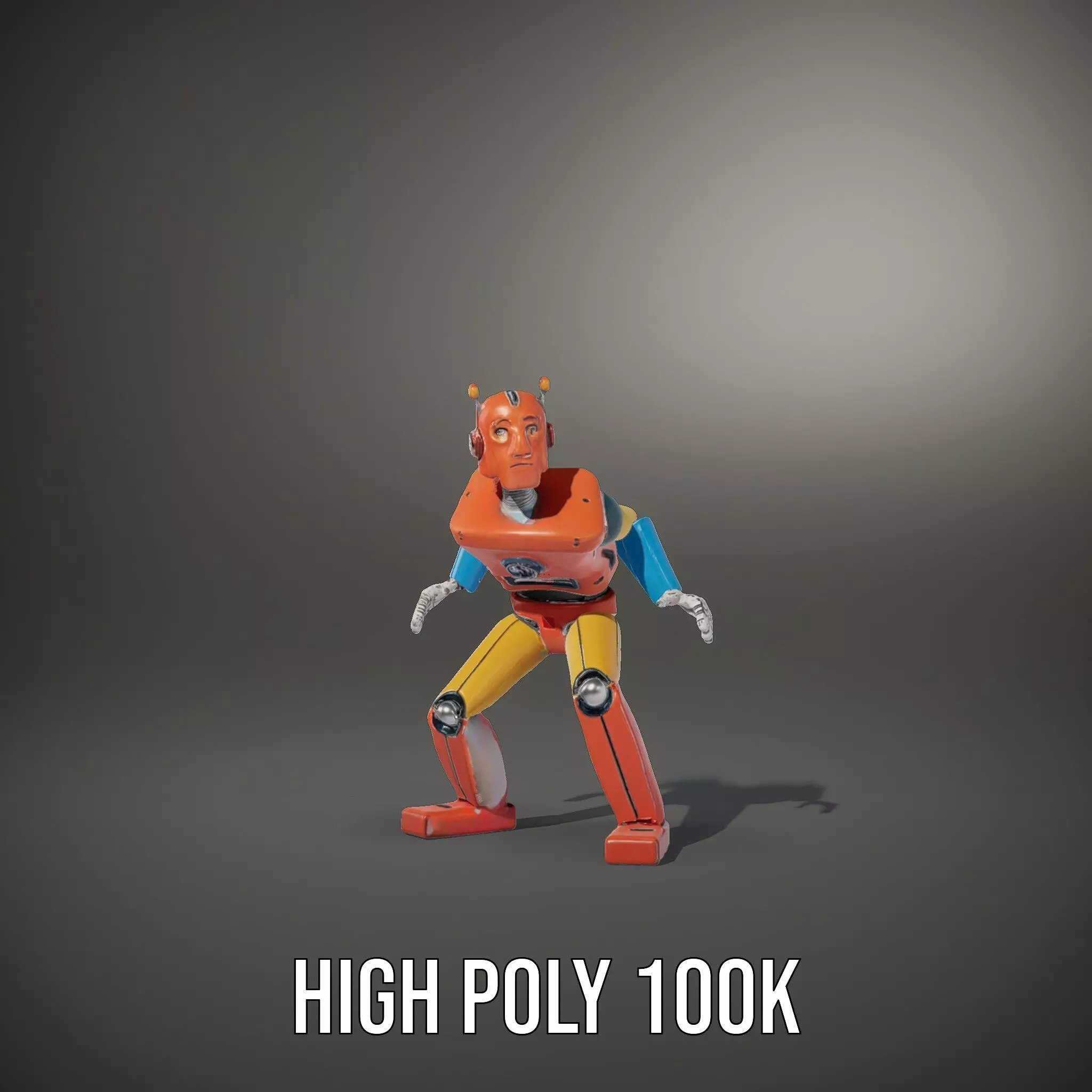 Retro Orange Robot model pack Low-poly 3D model_35