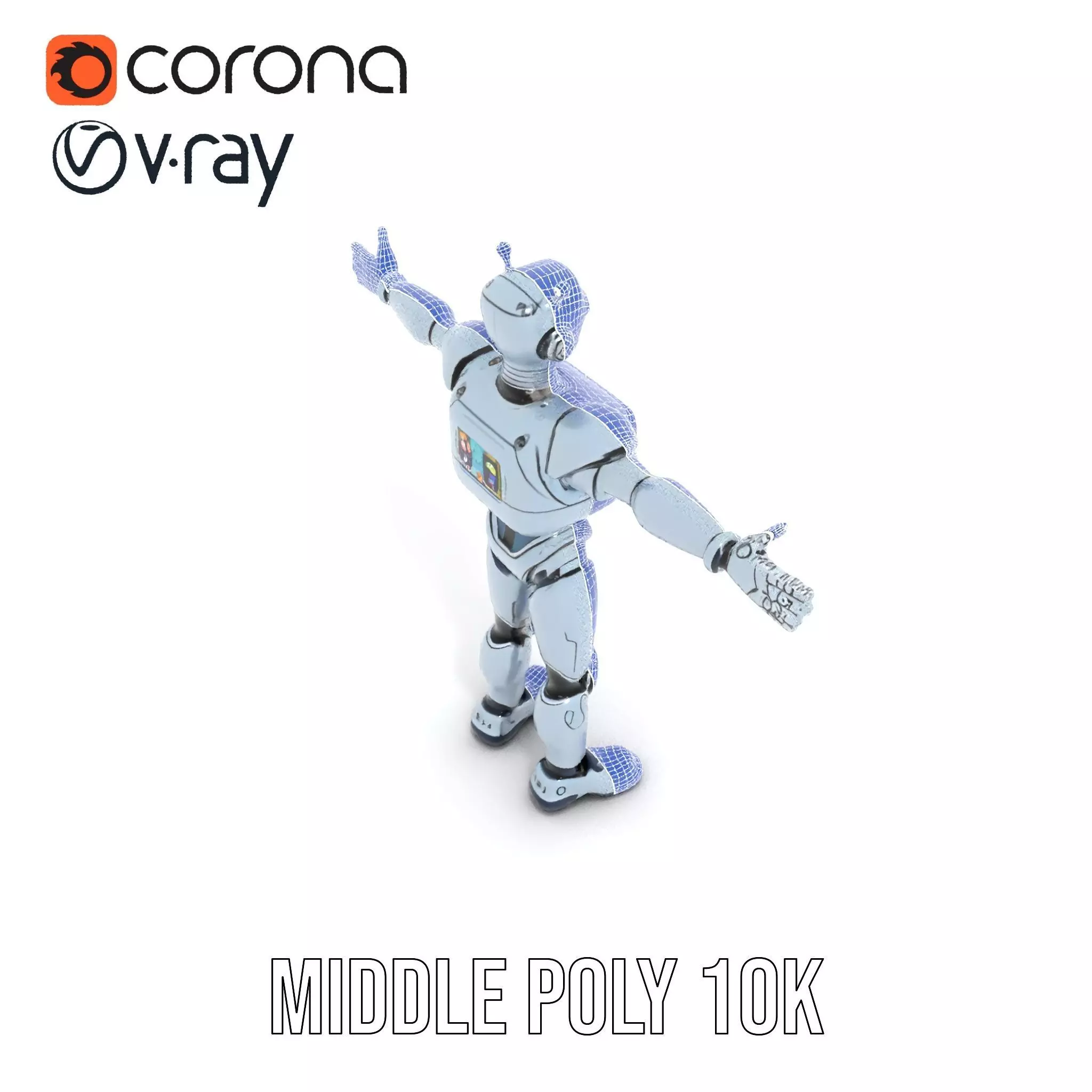 Silver Retro Robot model pack Low-poly 3D model_30