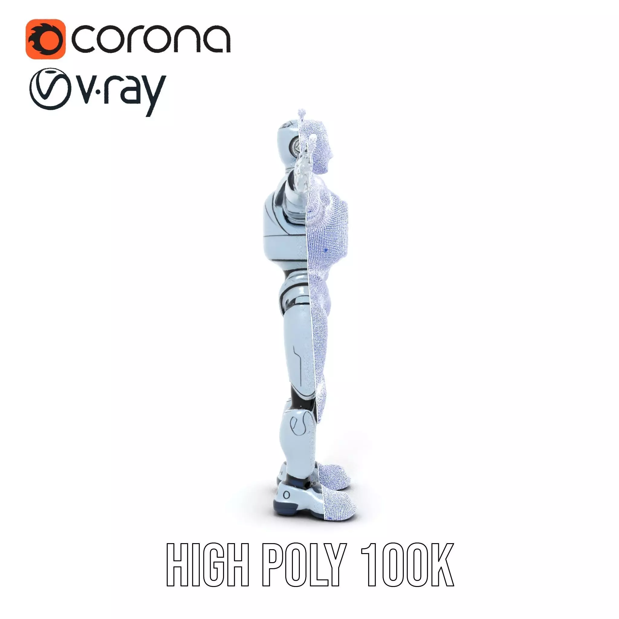 Silver Retro Robot model pack Low-poly 3D model_32