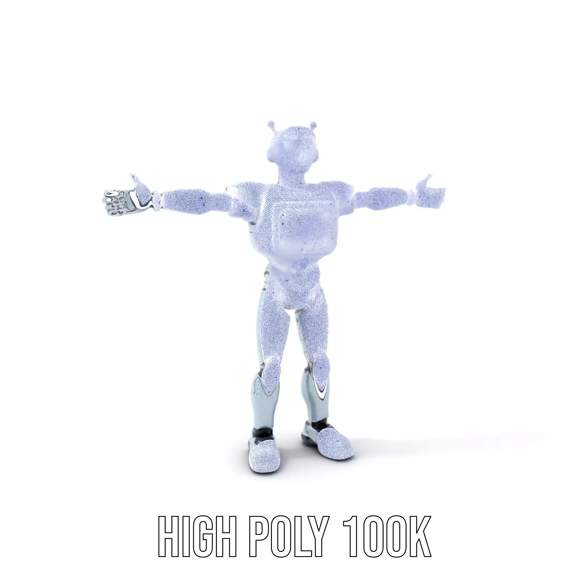Silver Retro Robot model pack Low-poly 3D model_5