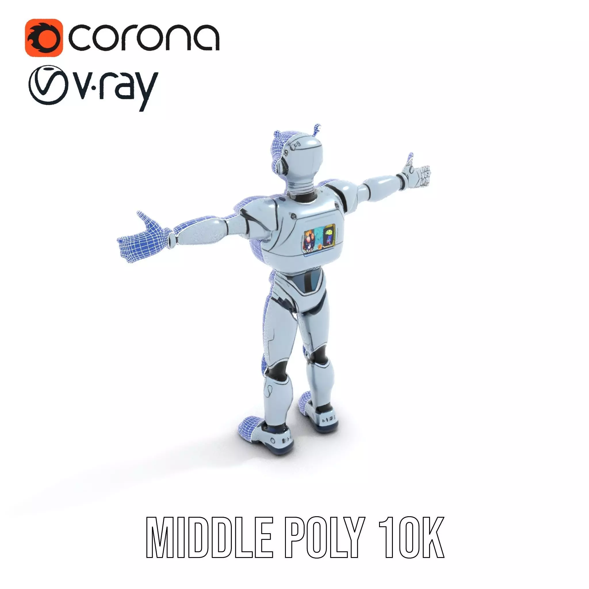 Silver Retro Robot model pack Low-poly 3D model_24