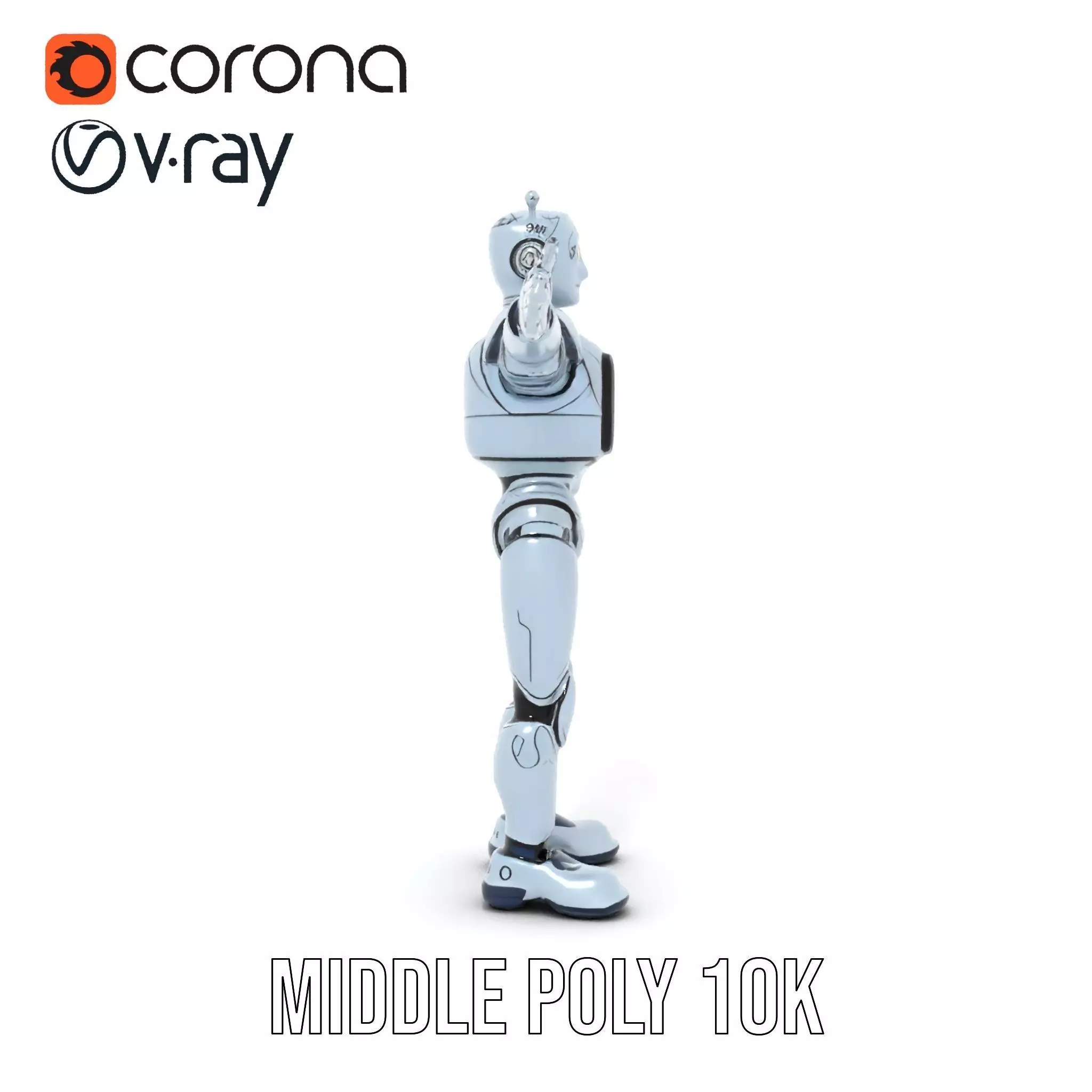 Silver Retro Robot model pack Low-poly 3D model_13