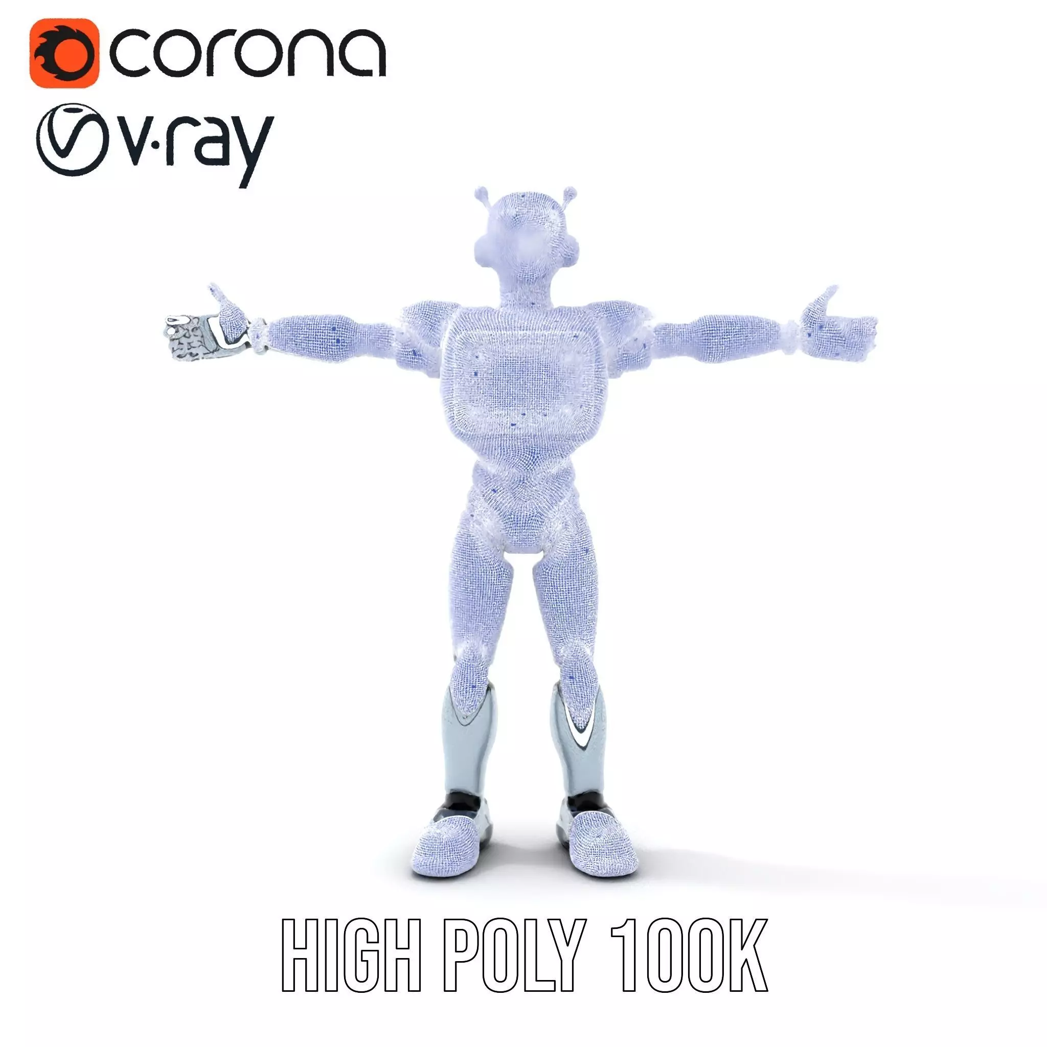Silver Retro Robot model pack Low-poly 3D model_33