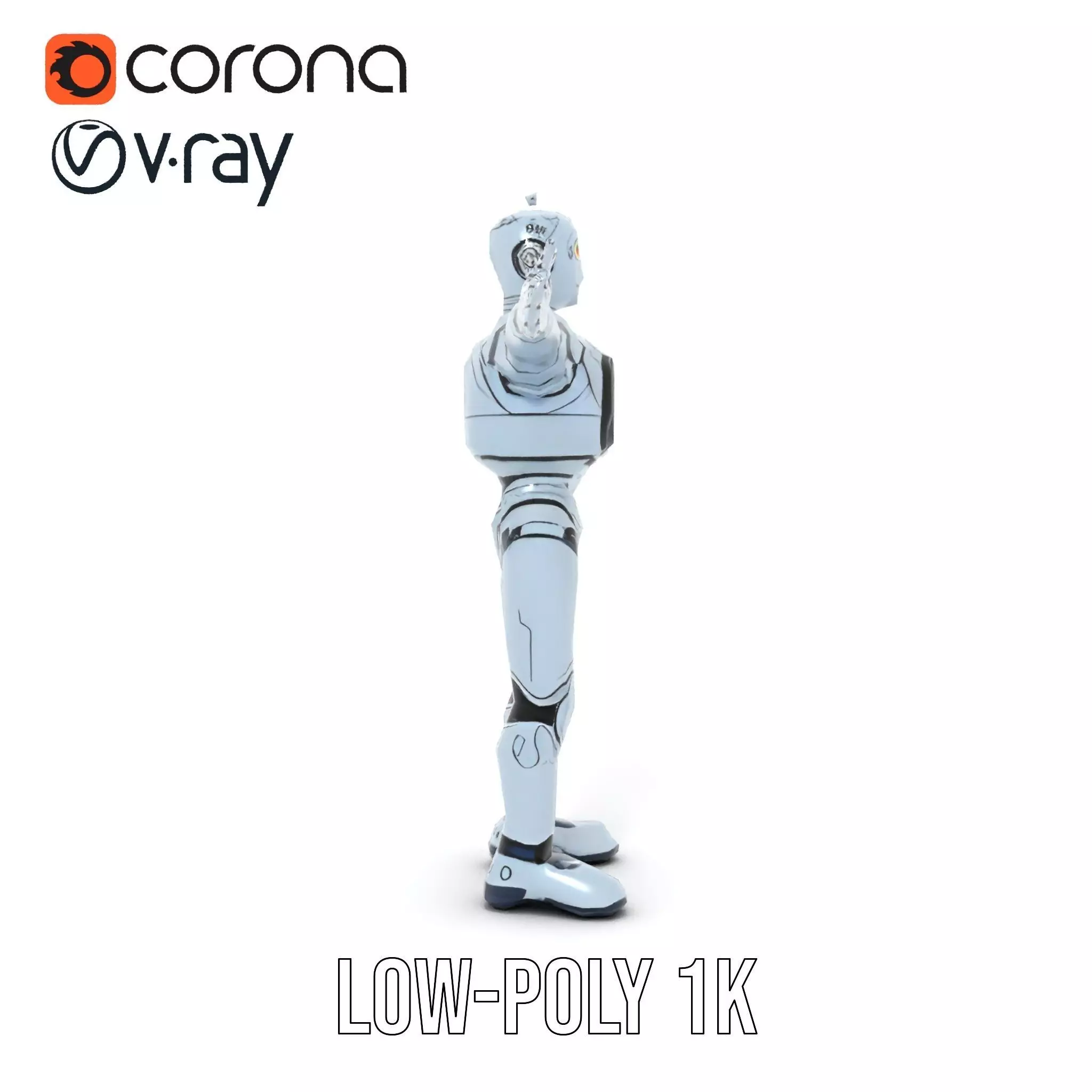 Silver Retro Robot model pack Low-poly 3D model_17