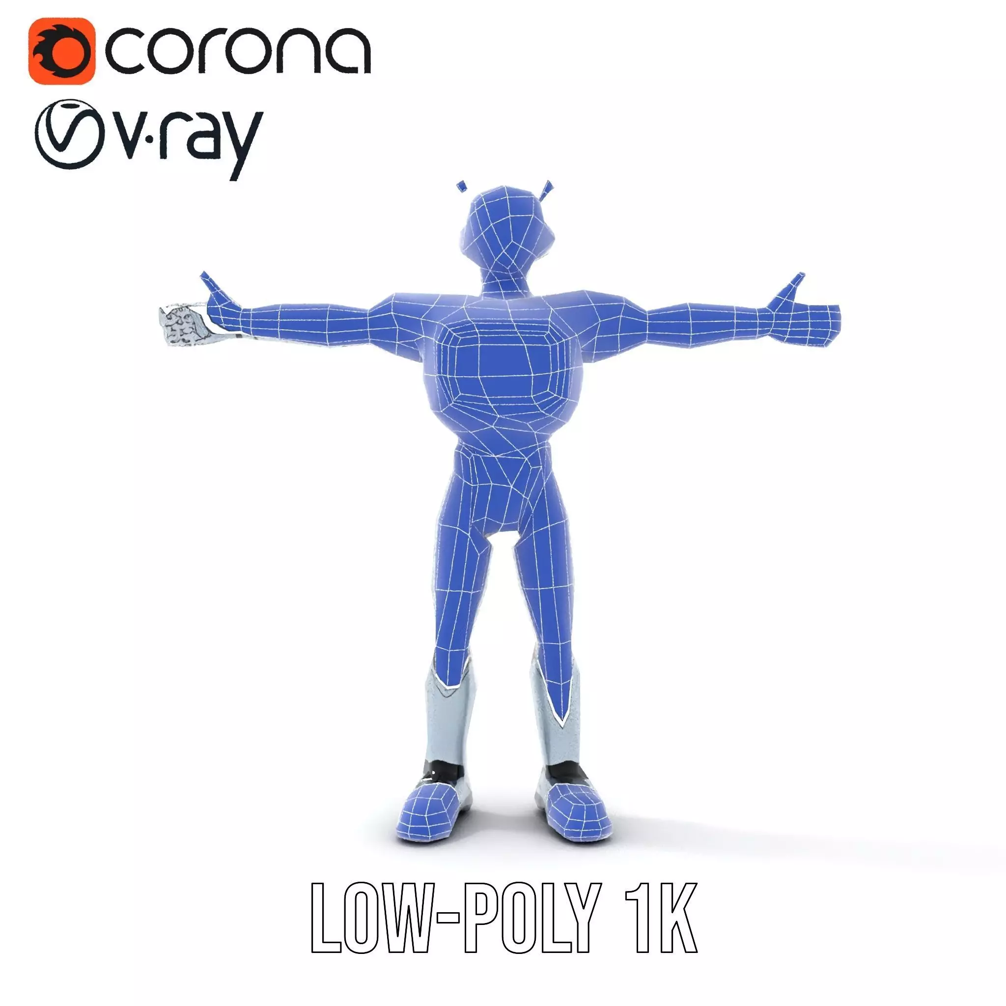 Silver Retro Robot model pack Low-poly 3D model_28