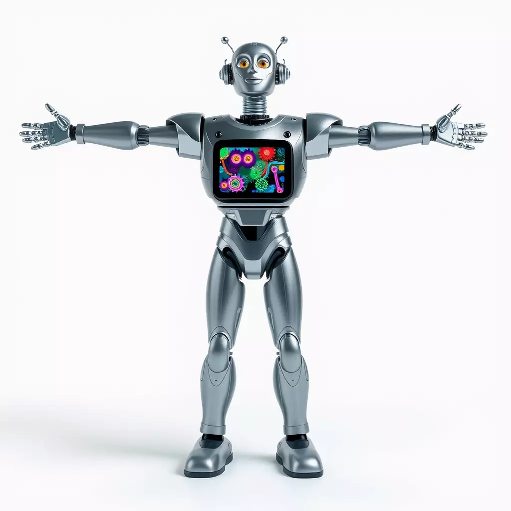 Silver Retro Robot model pack Low-poly 3D model_3