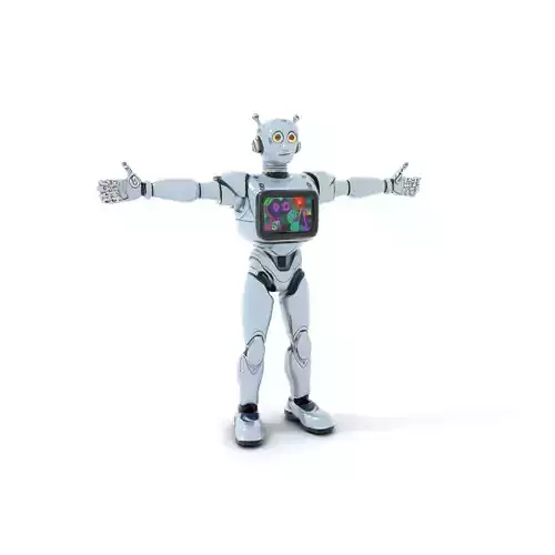 Silver Retro Robot model pack Low-poly 3D model