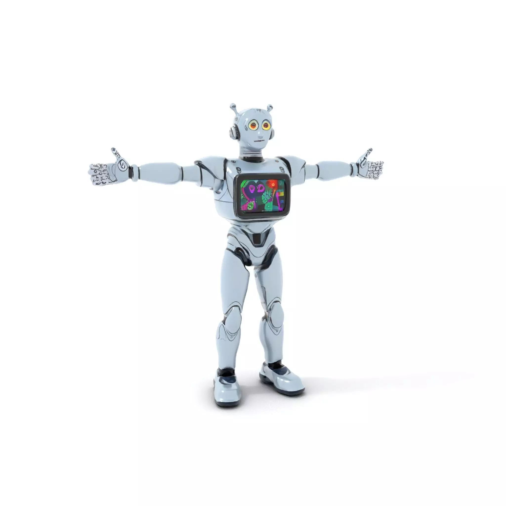 Silver Retro Robot model pack Low-poly 3D model_0