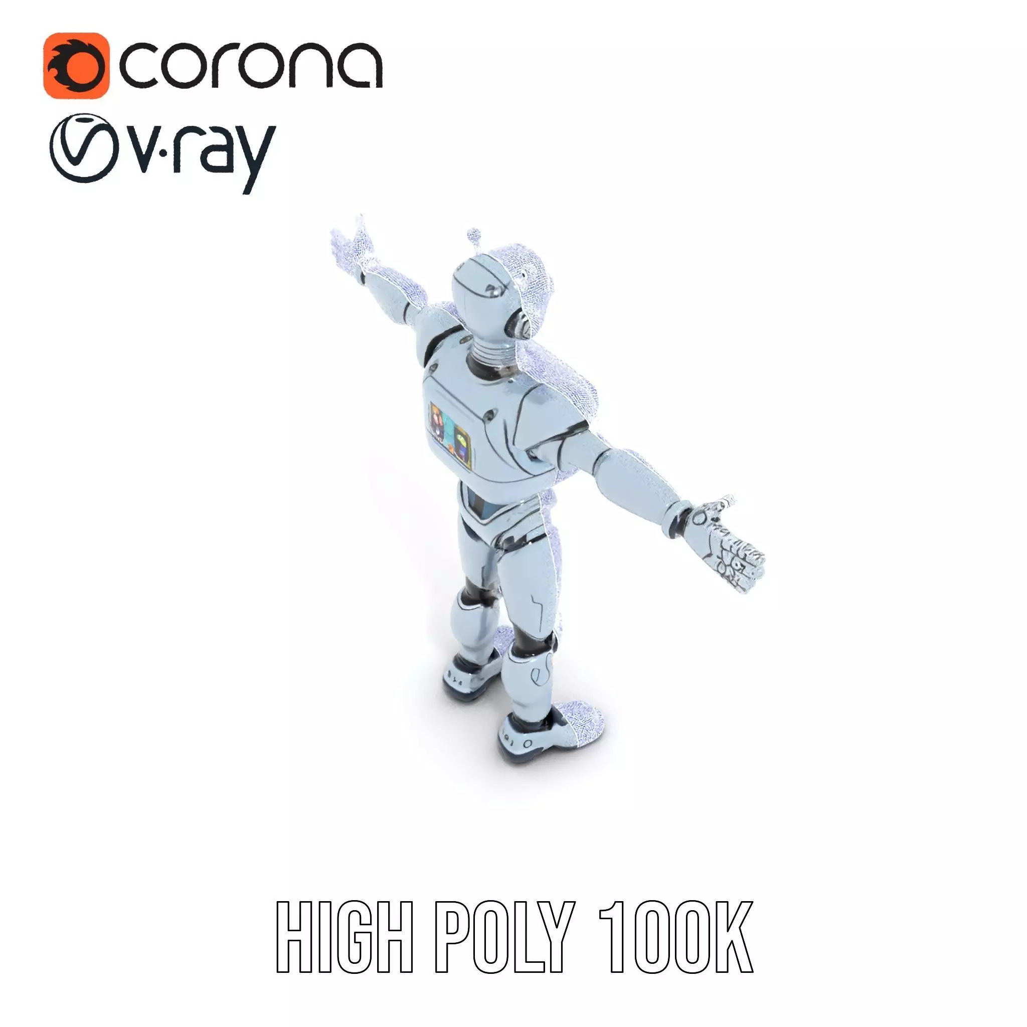 Silver Retro Robot model pack Low-poly 3D model_29