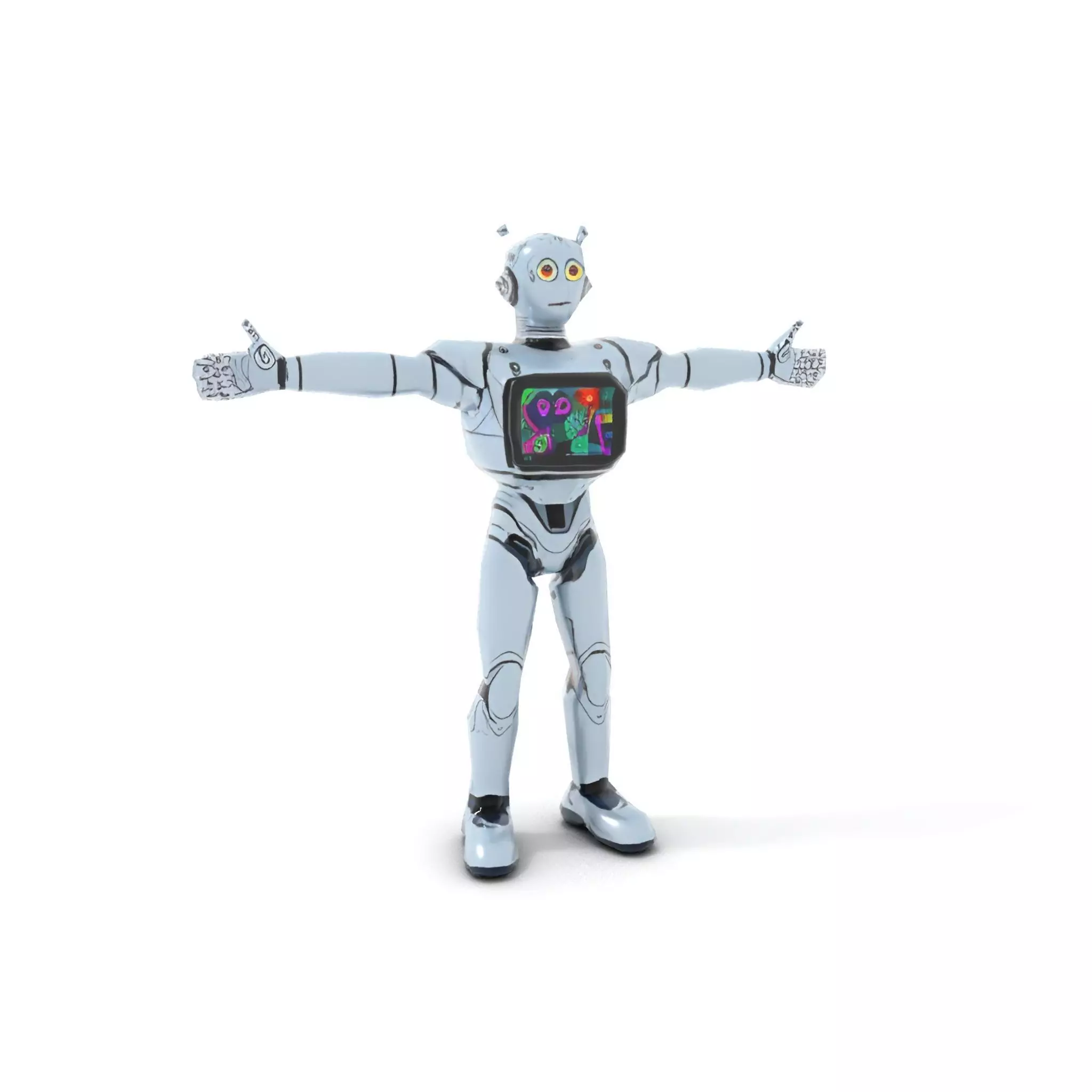 Silver Retro Robot model pack Low-poly 3D model_8