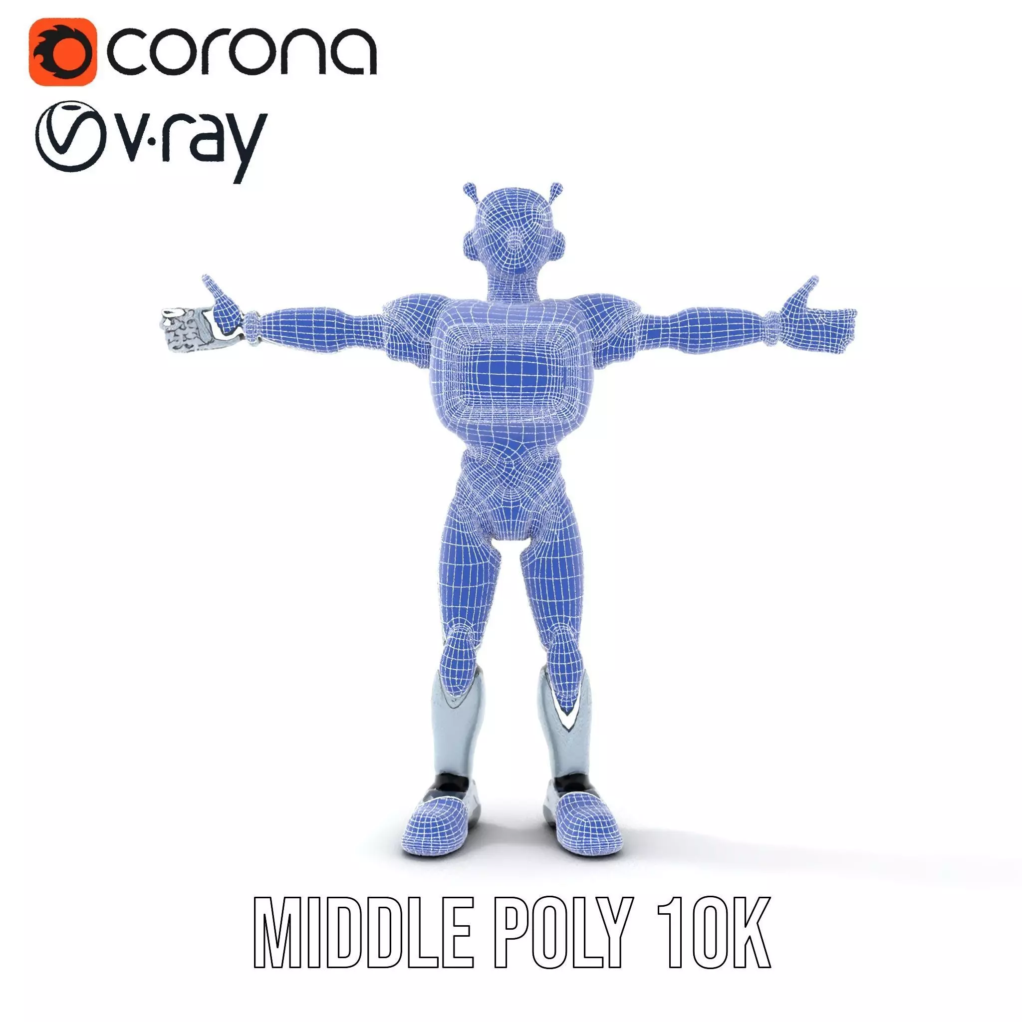 Silver Retro Robot model pack Low-poly 3D model_19