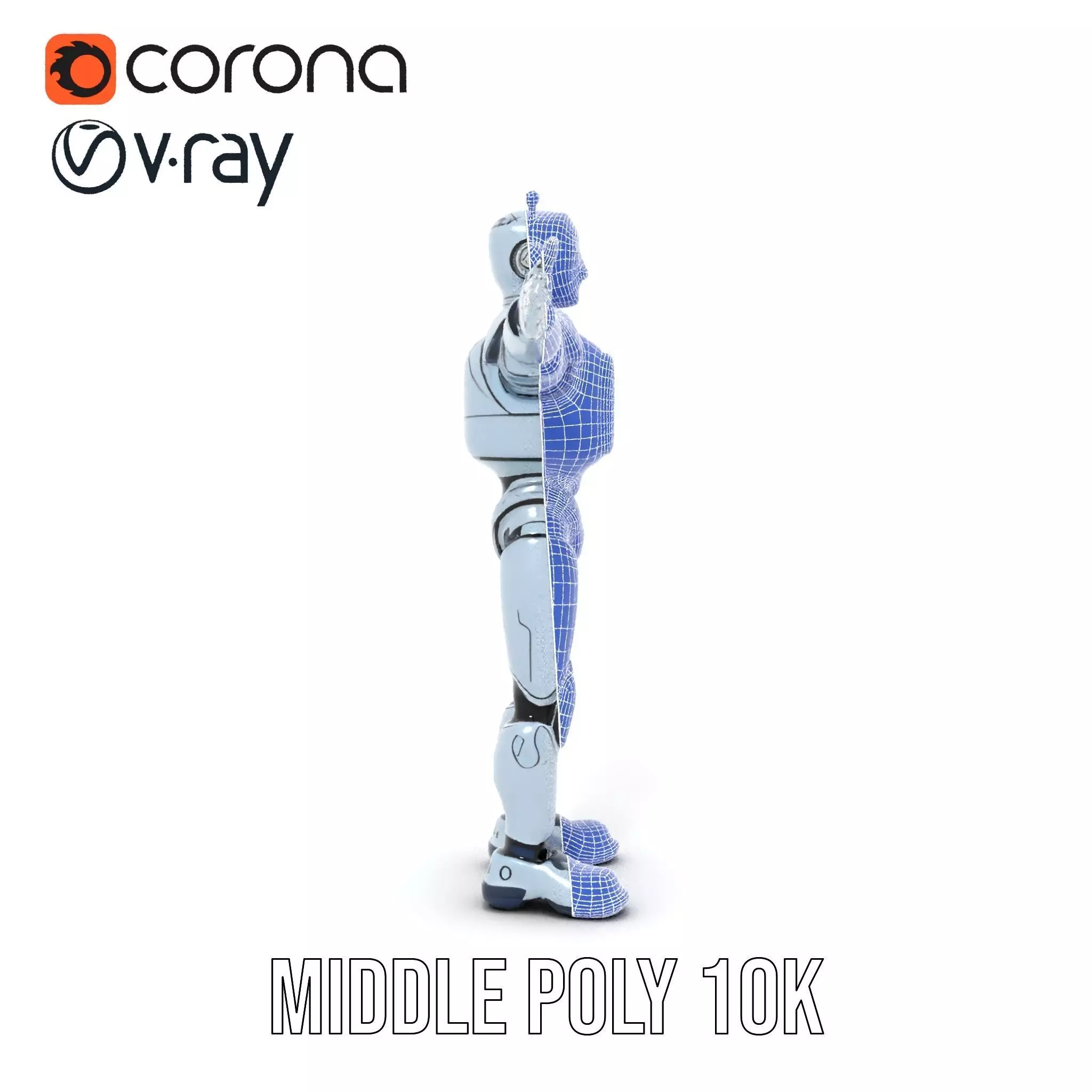 Silver Retro Robot model pack Low-poly 3D model_27