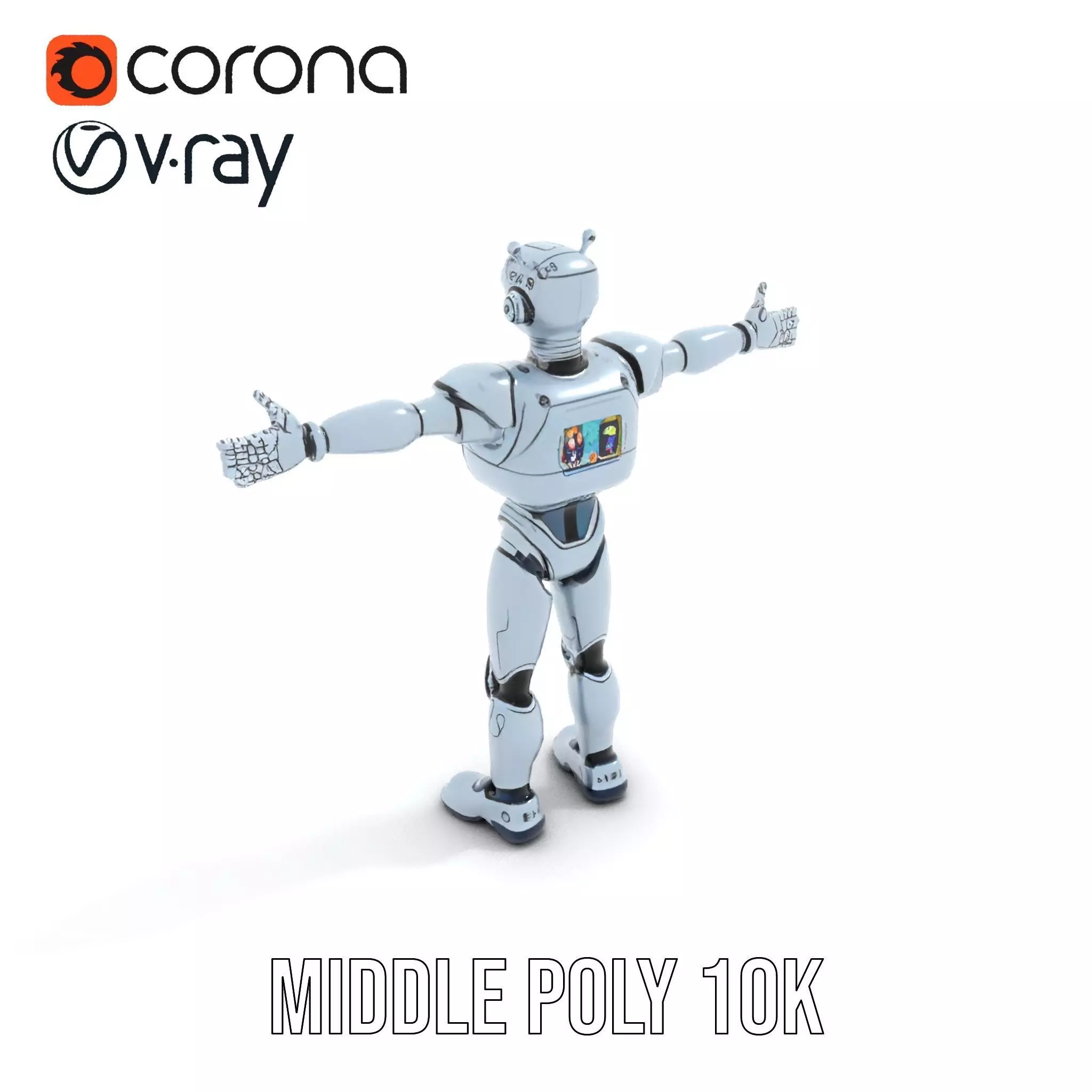 Silver Retro Robot model pack Low-poly 3D model_7
