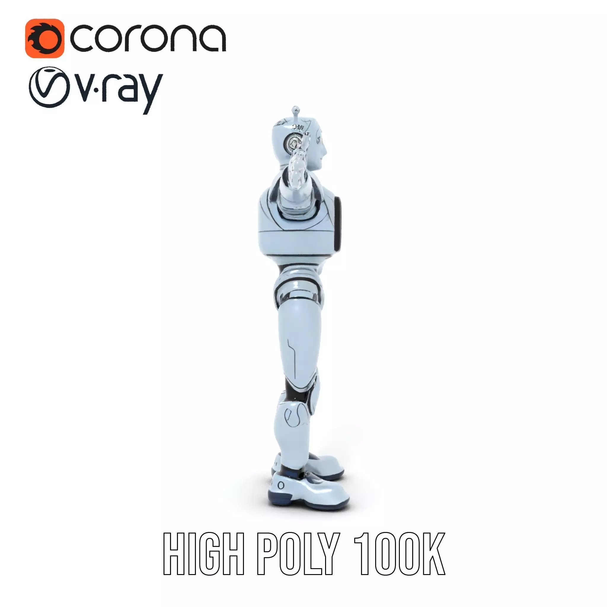 Silver Retro Robot model pack Low-poly 3D model_21