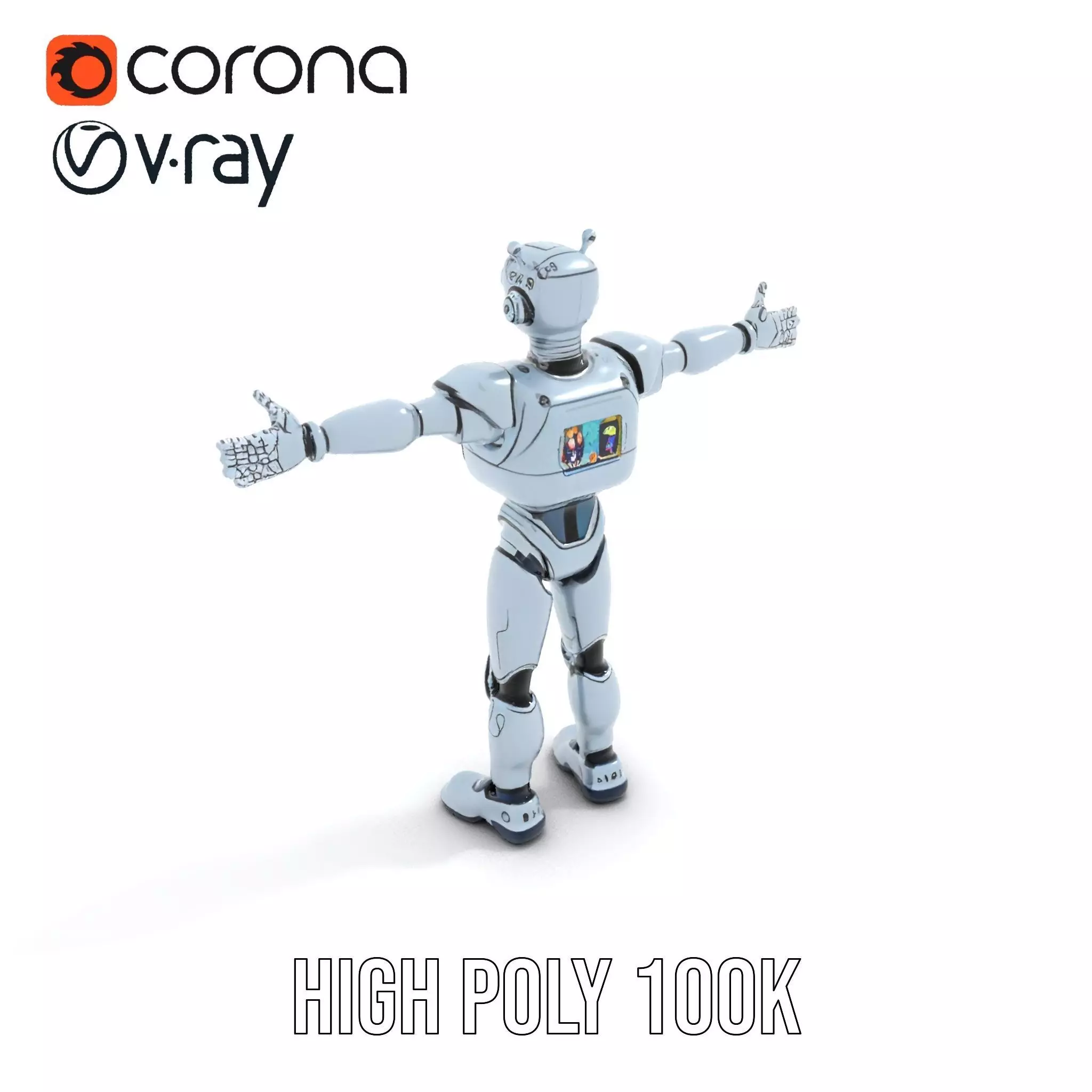 Silver Retro Robot model pack Low-poly 3D model_18