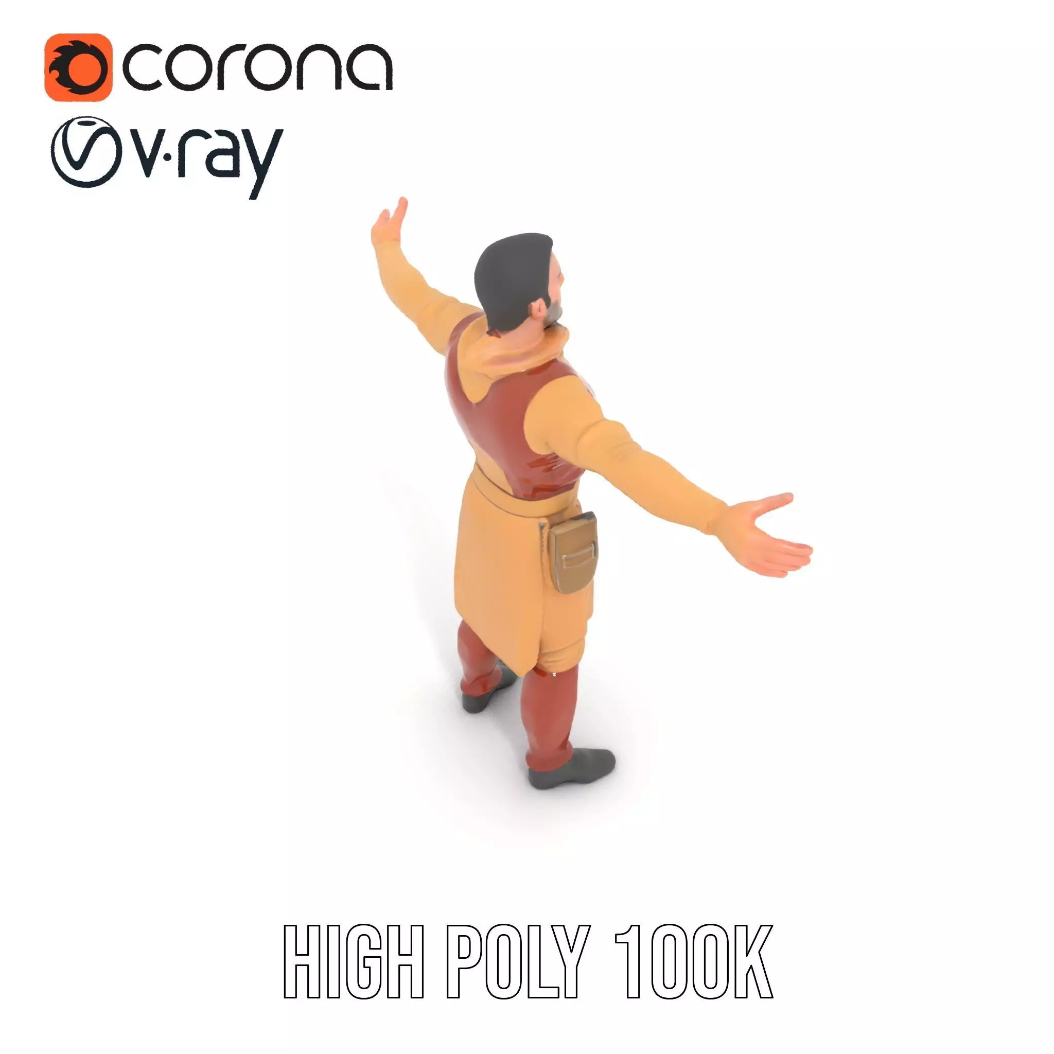 Desert Scout Costume model pack Low-poly 3D model_13