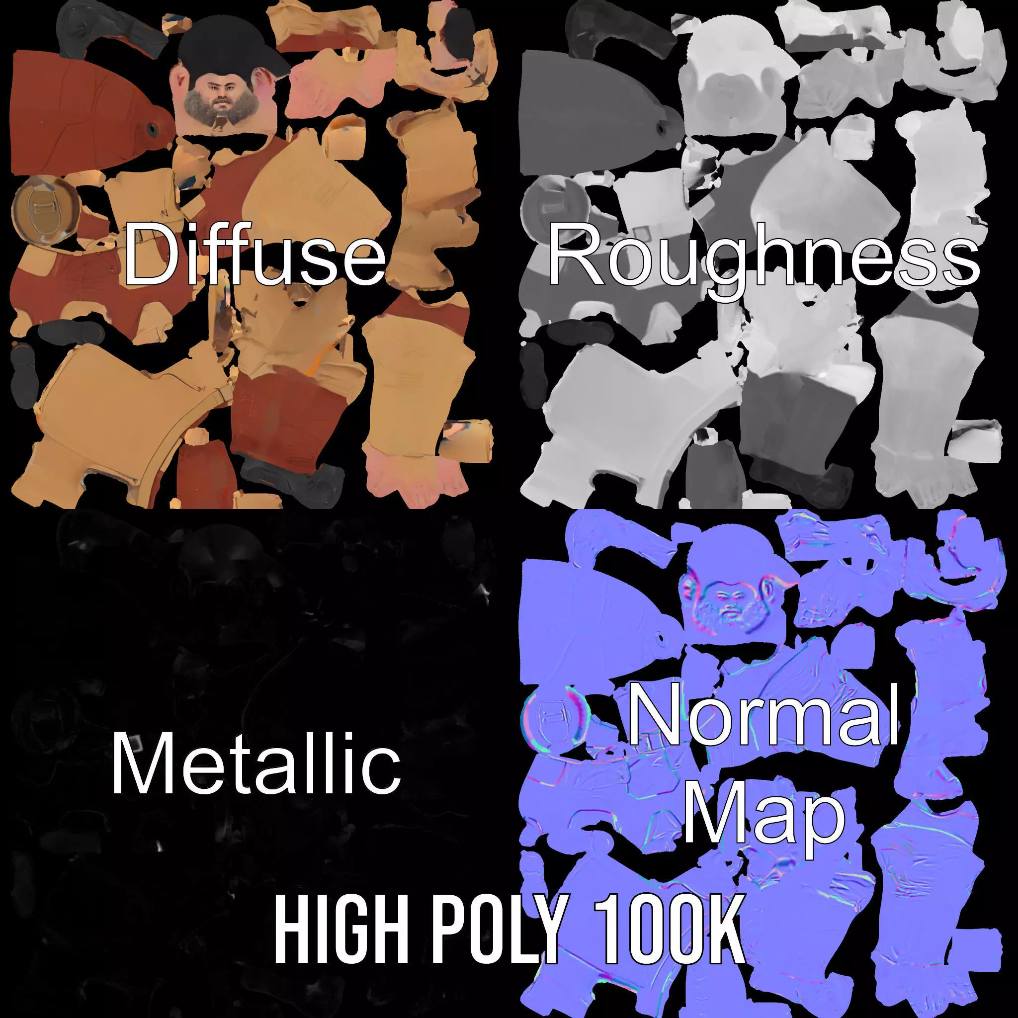 Desert Scout Costume model pack Low-poly 3D model_4