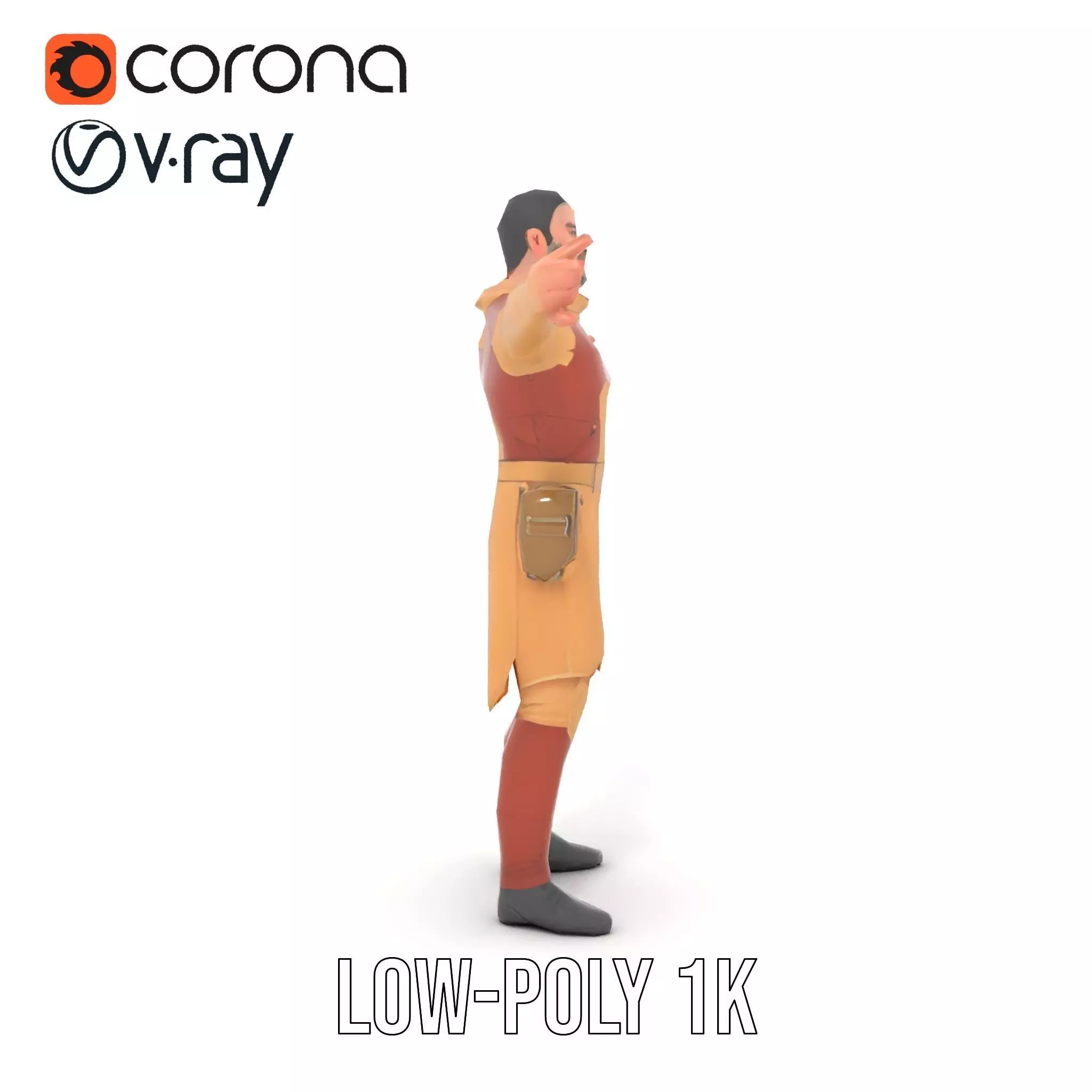 Desert Scout Costume model pack Low-poly 3D model_23