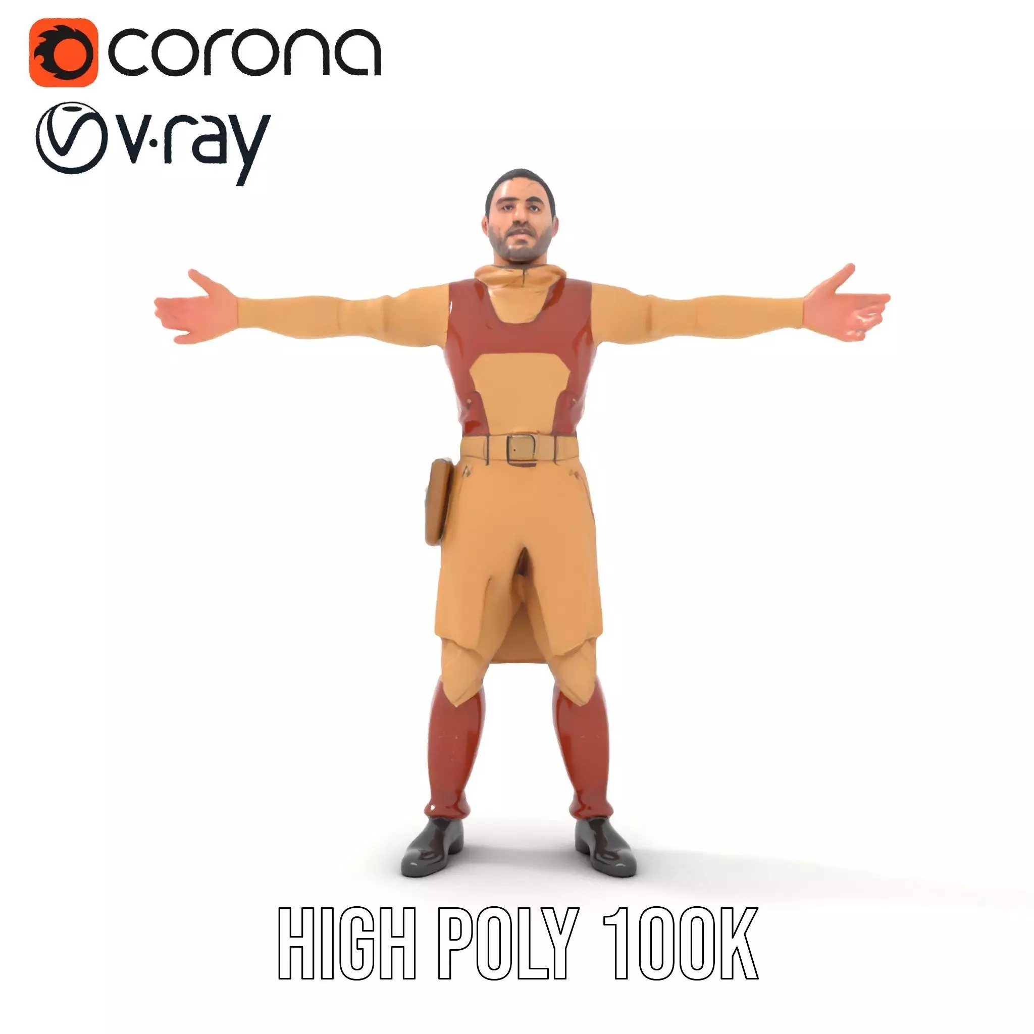 Desert Scout Costume model pack Low-poly 3D model_30