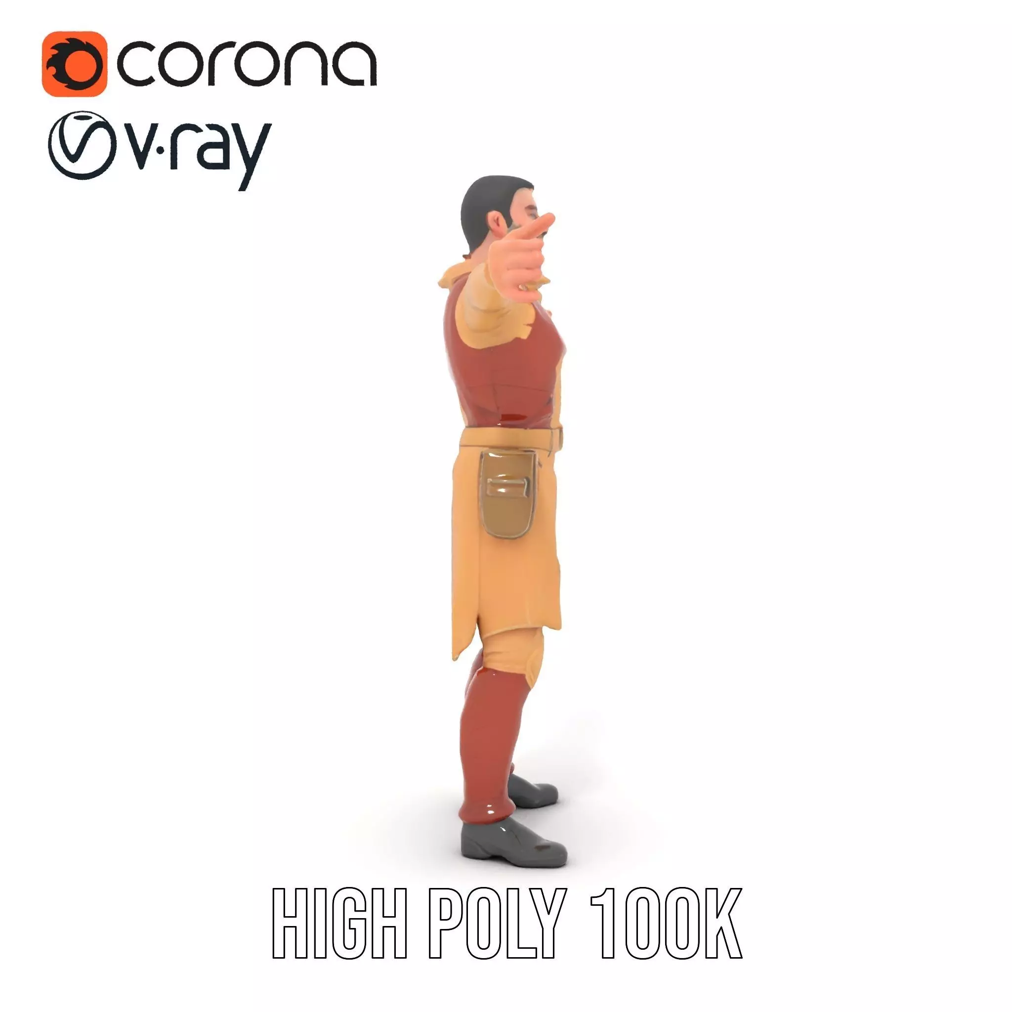 Desert Scout Costume model pack Low-poly 3D model_18