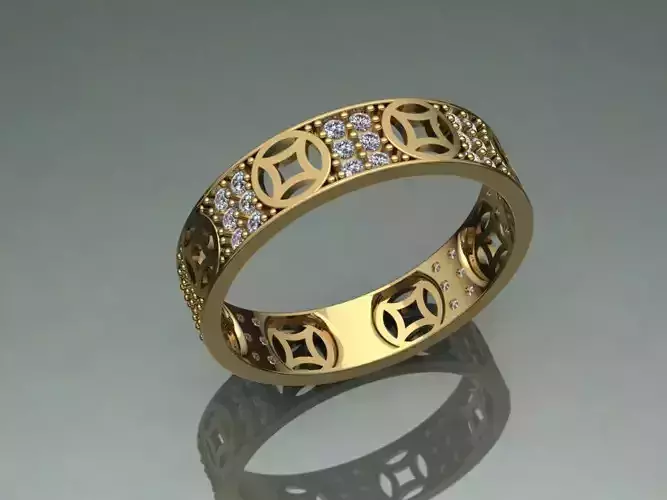 Ring lucky coin unisex men women with diamond new arrival