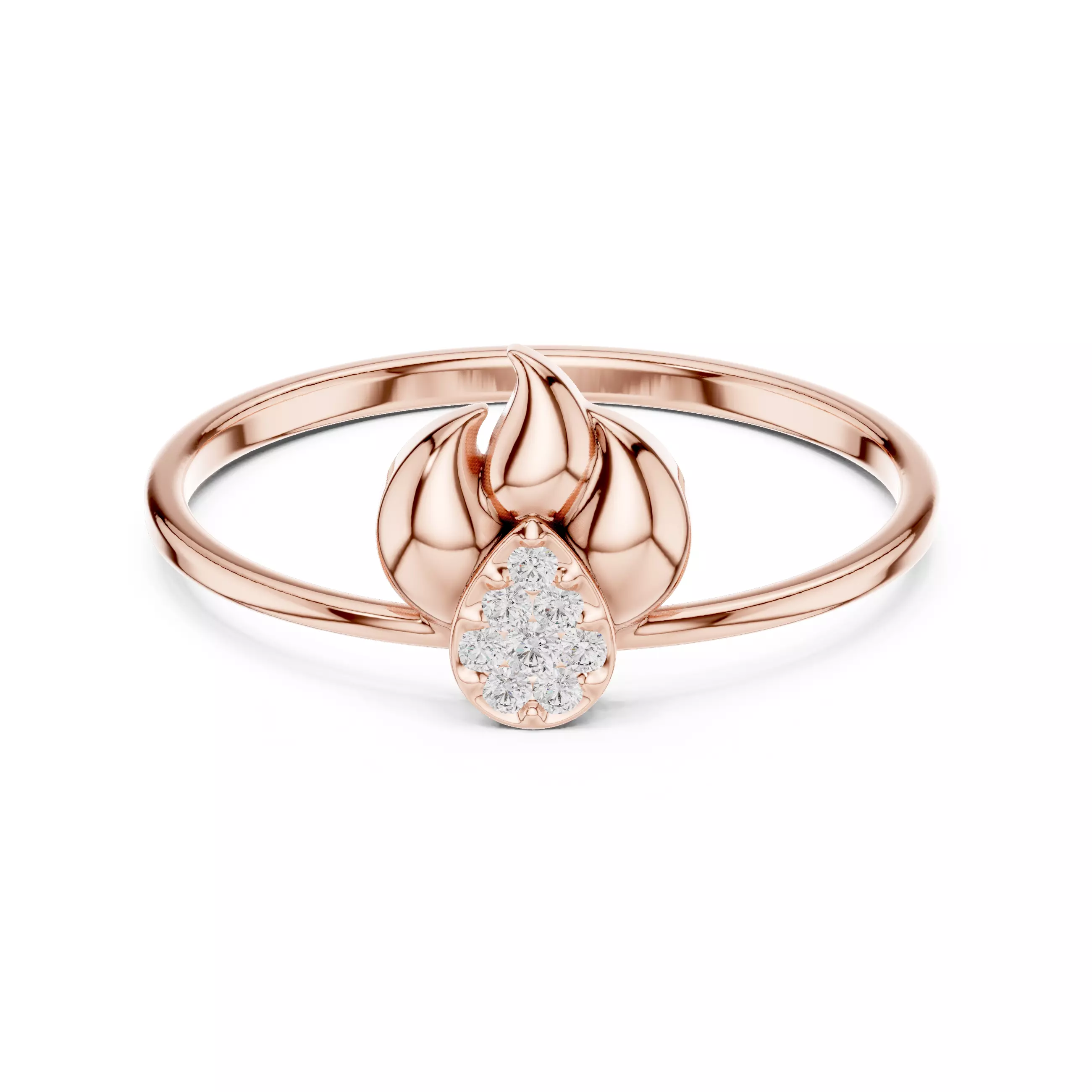 Round Cut Diamond Leaf Engagement Wedding Ring 3DM STL Video 3D print model
