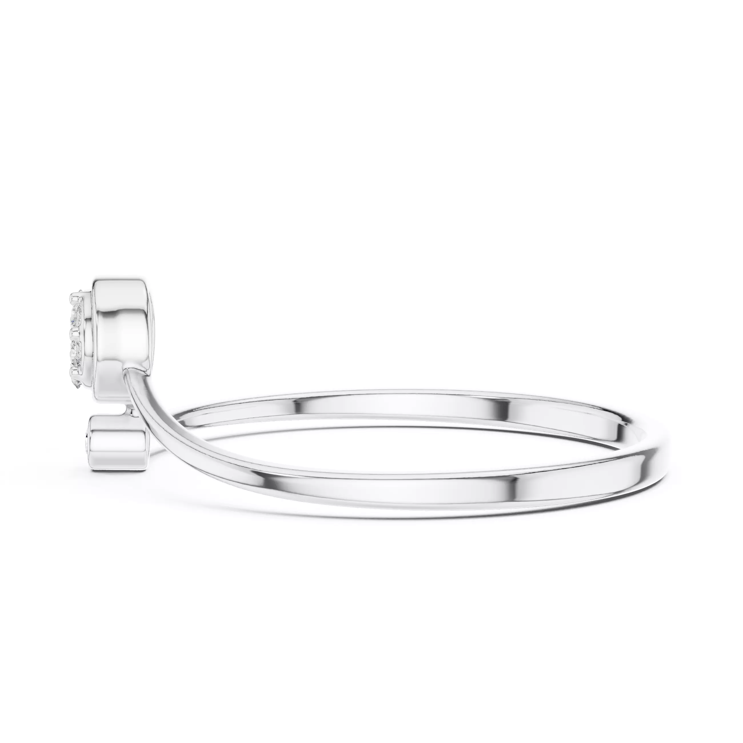 Bezel Set Round Diamond Curved Engagement Ring 3DM STL Video 3D print model_11