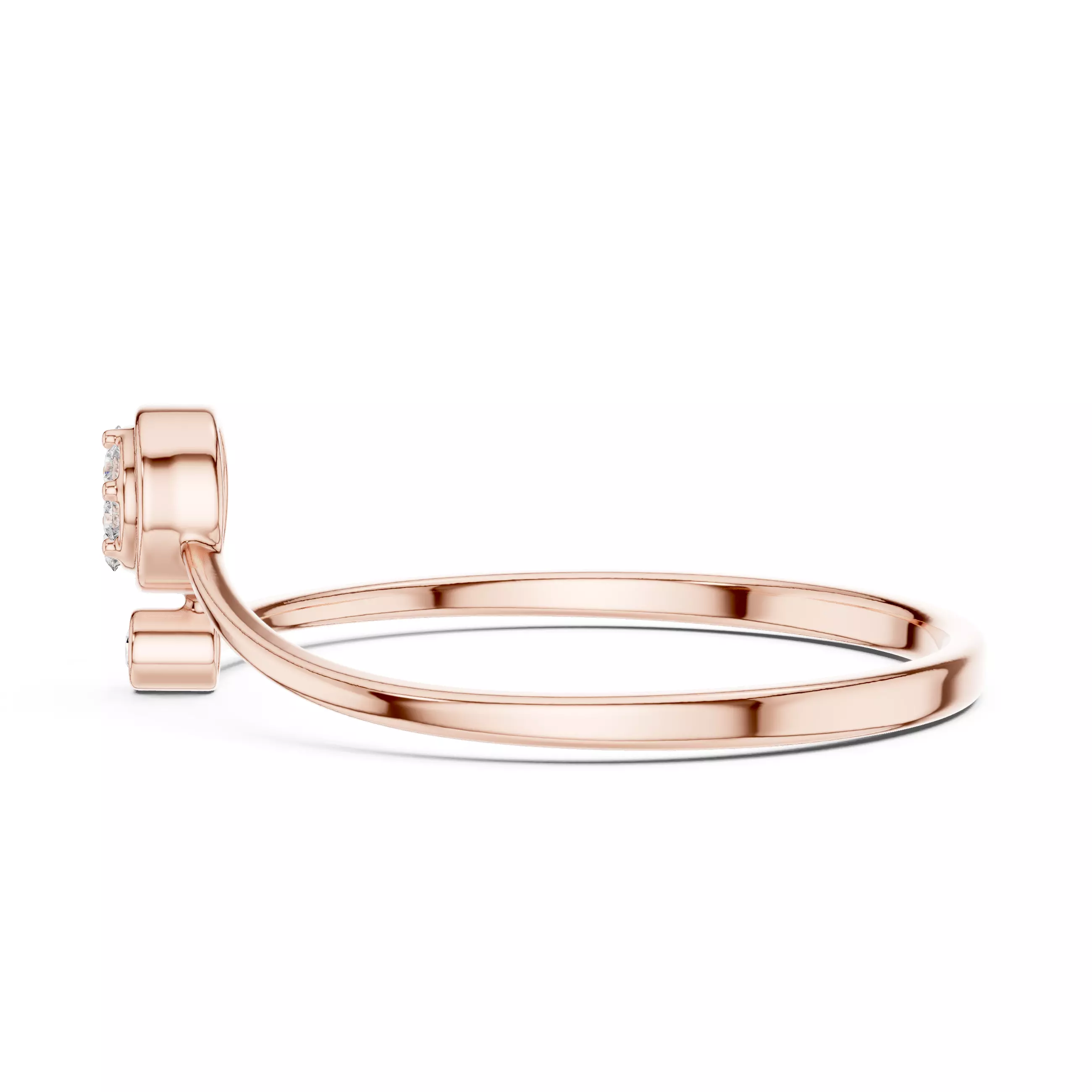 Bezel Set Round Diamond Curved Engagement Ring 3DM STL Video 3D print model_5