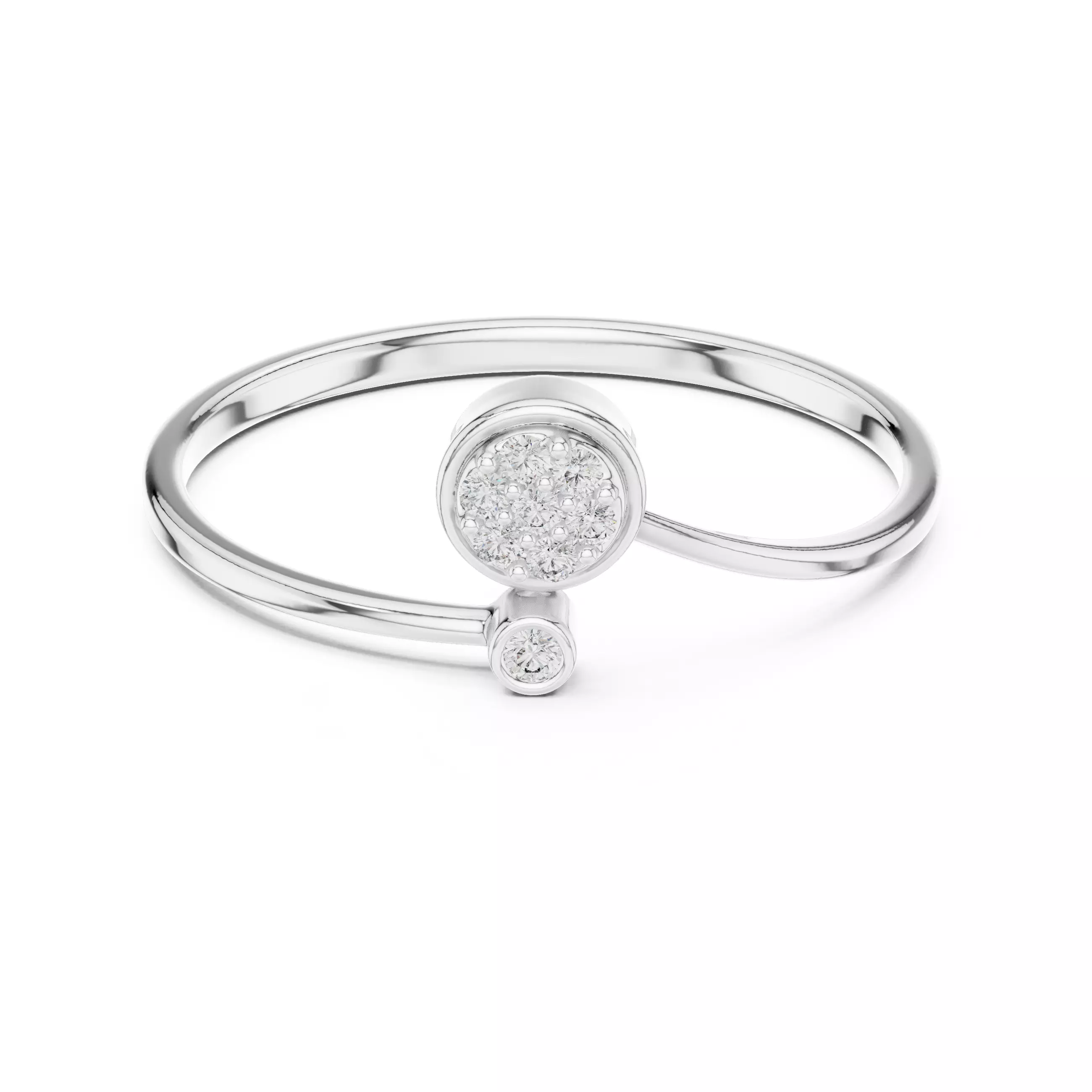 Bezel Set Round Diamond Curved Engagement Ring 3DM STL Video 3D print model_2