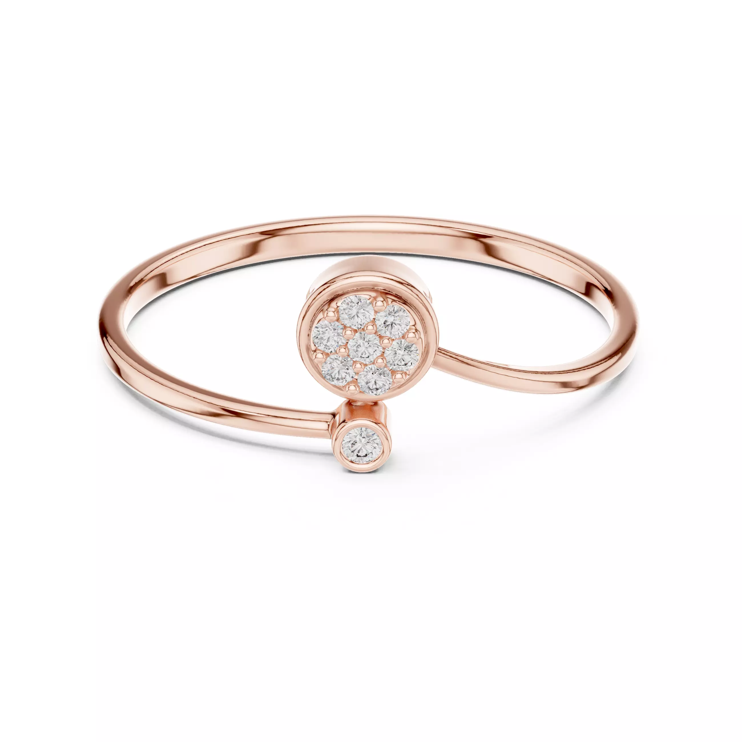 Bezel Set Round Diamond Curved Engagement Ring 3DM STL Video 3D print model_0